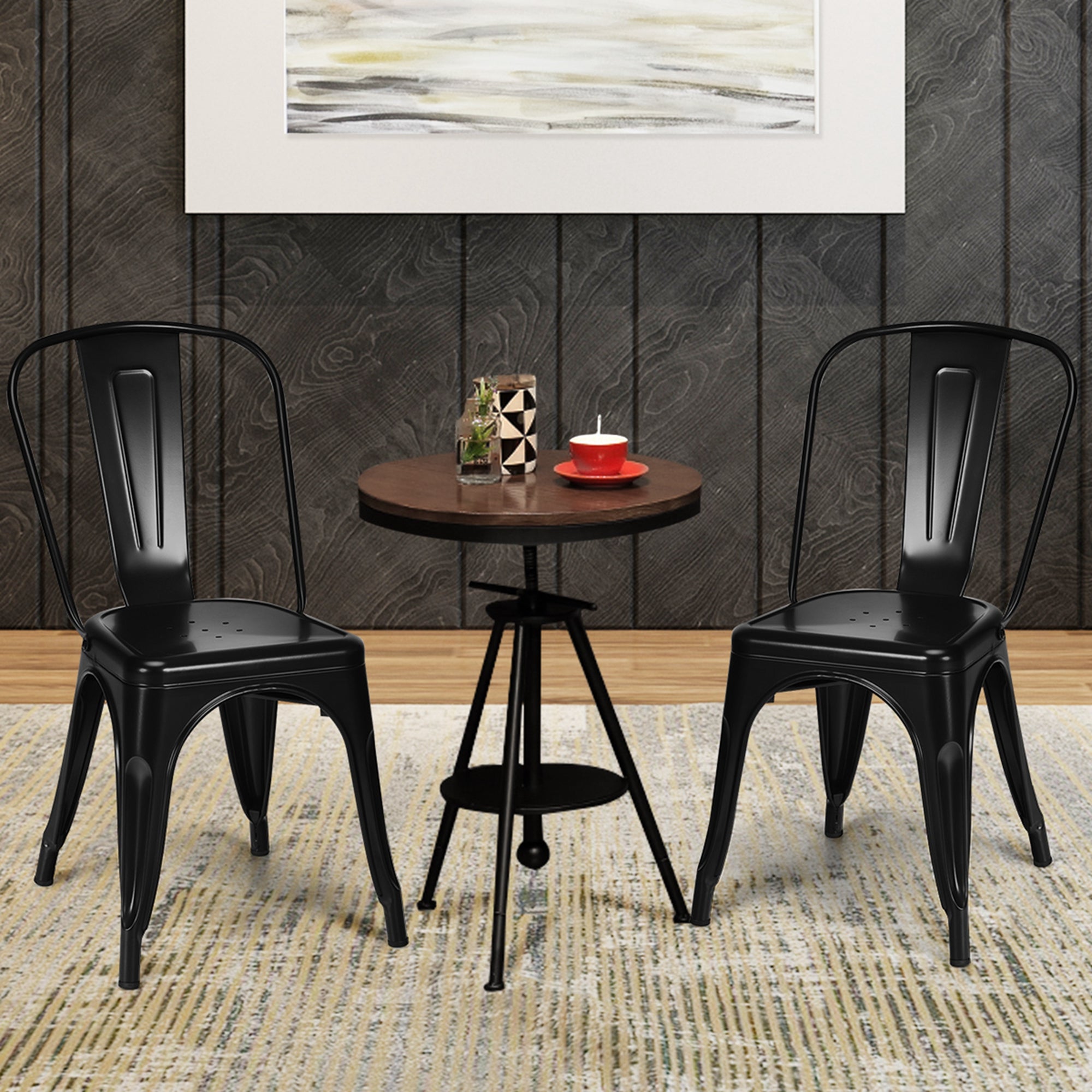 Costway Dining Side Stackable Chair Gunblack Set of 4