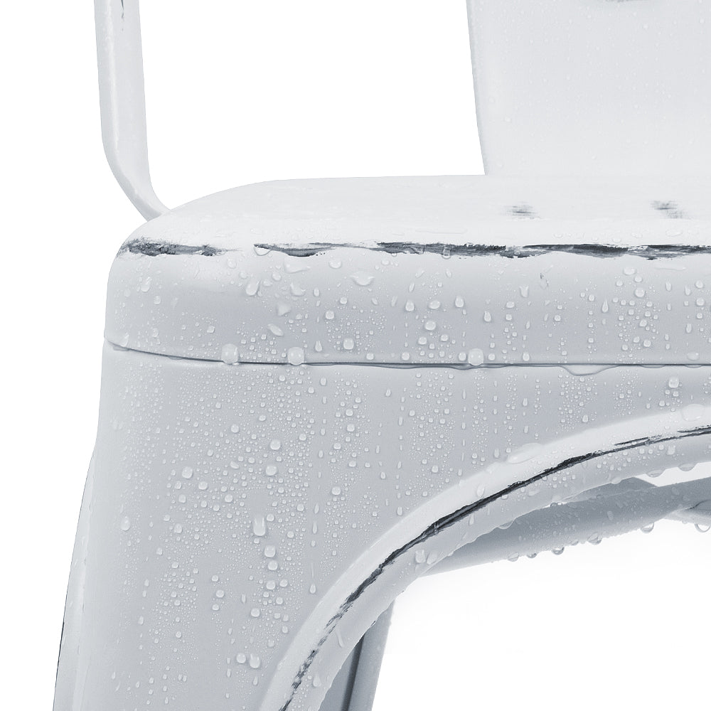 Lacoo Distressed Style Stackable Chairs, Distressed White Set of 4