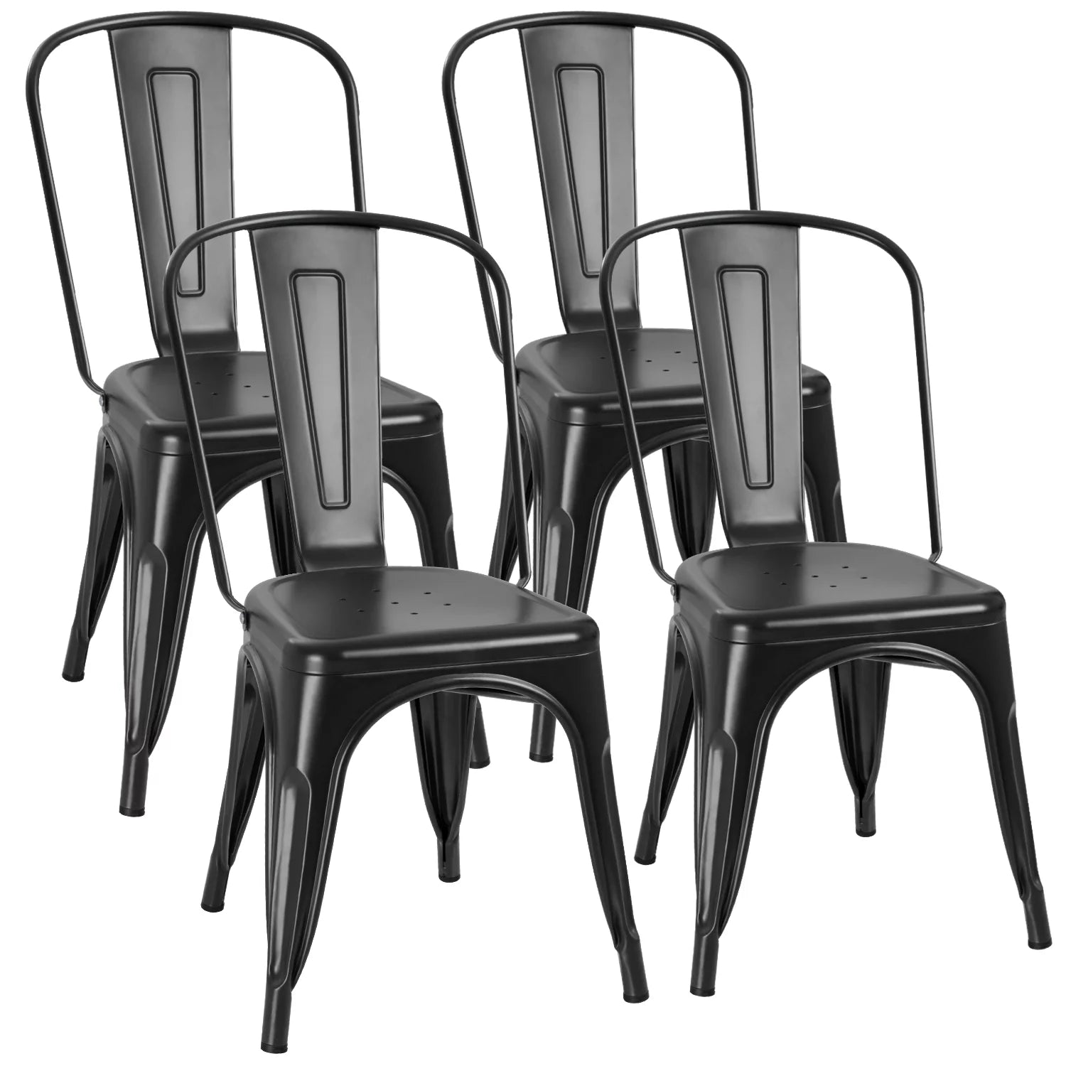 Vineego Metal Dining Chair Stackable Classic Trattoria Set of 4
