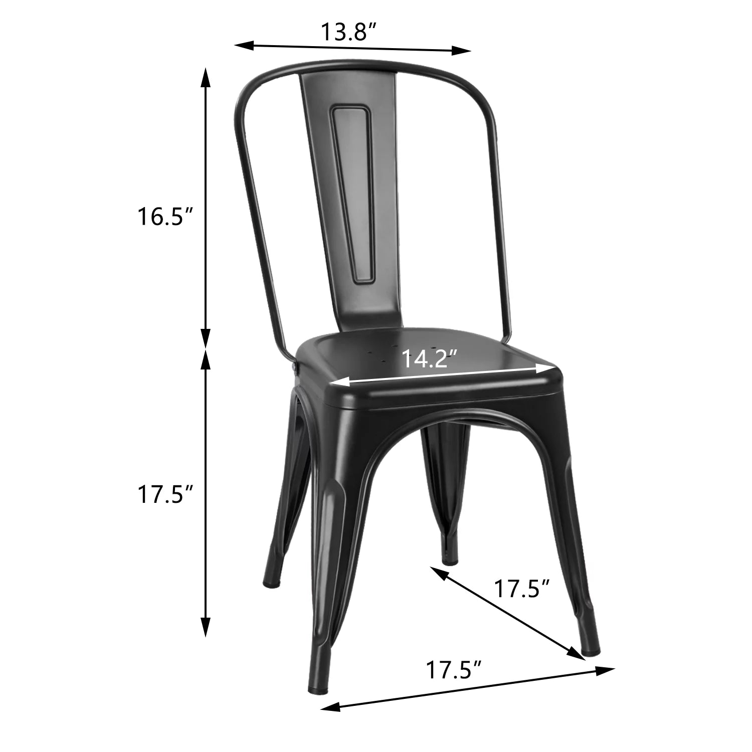 Vineego Metal Dining Chair Stackable Classic Trattoria Set of 4
