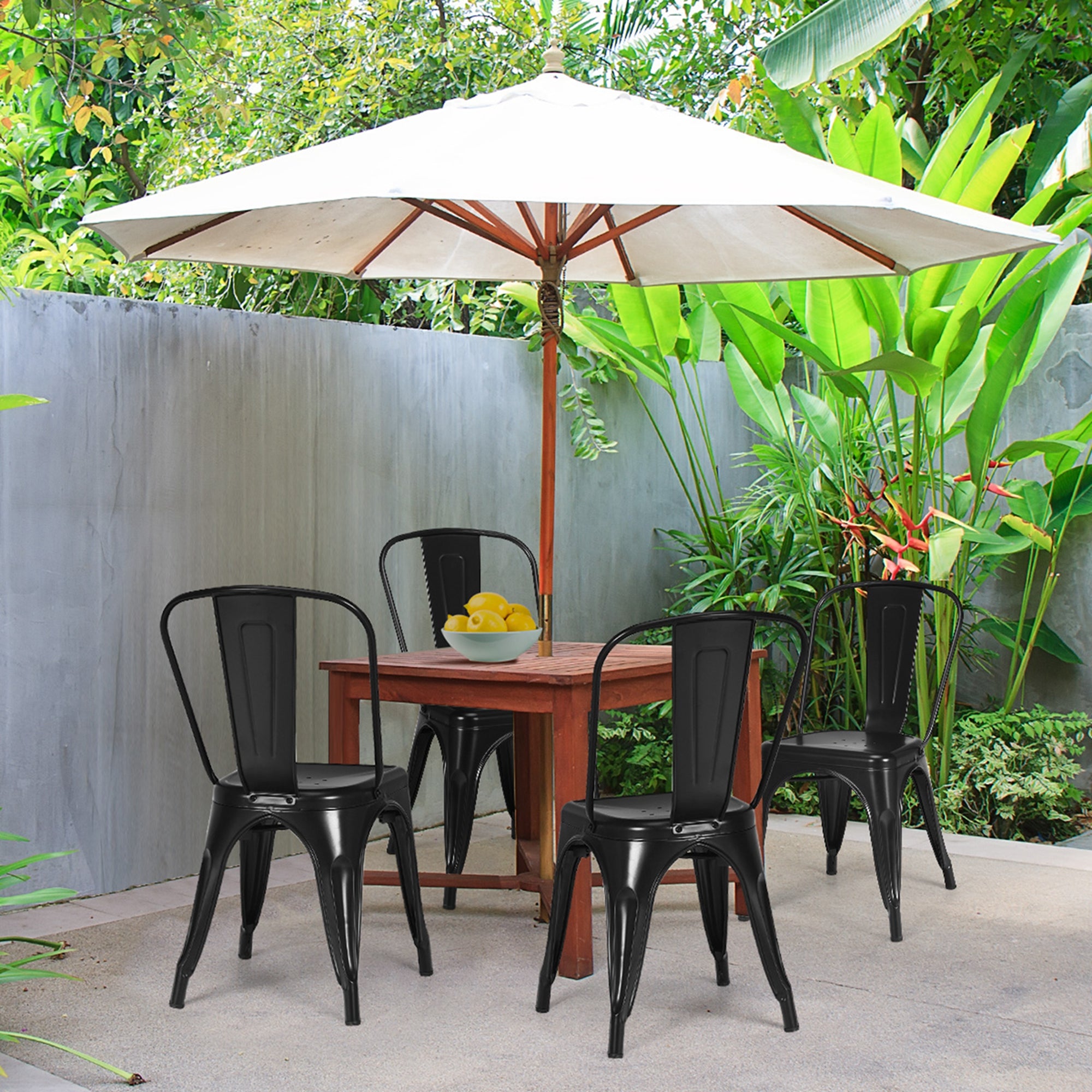 Costway Dining Side Stackable Chair Gunblack Set of 4