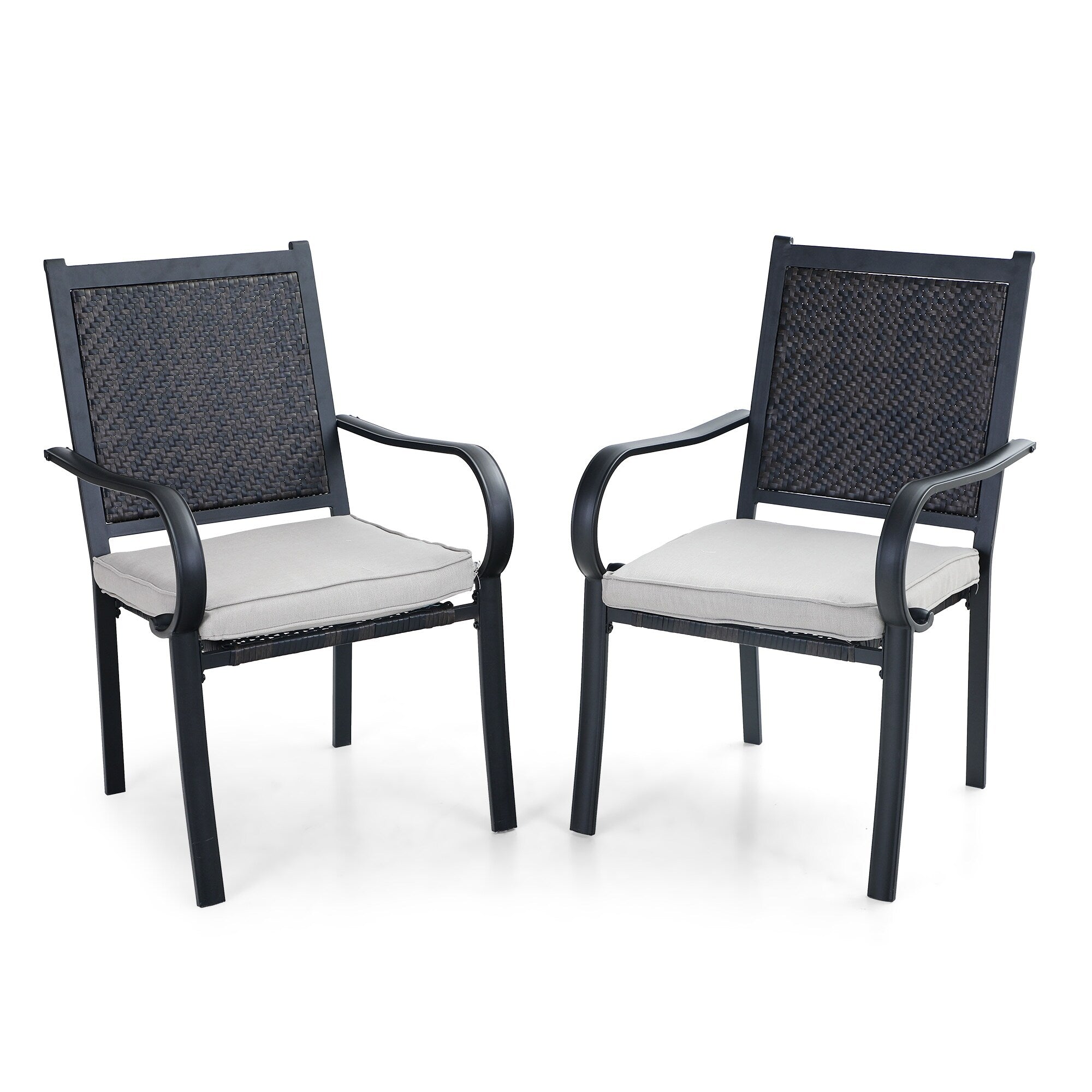 Sophia & William Patio Dining Chairs, 2 Rattan Chairs with Cushions