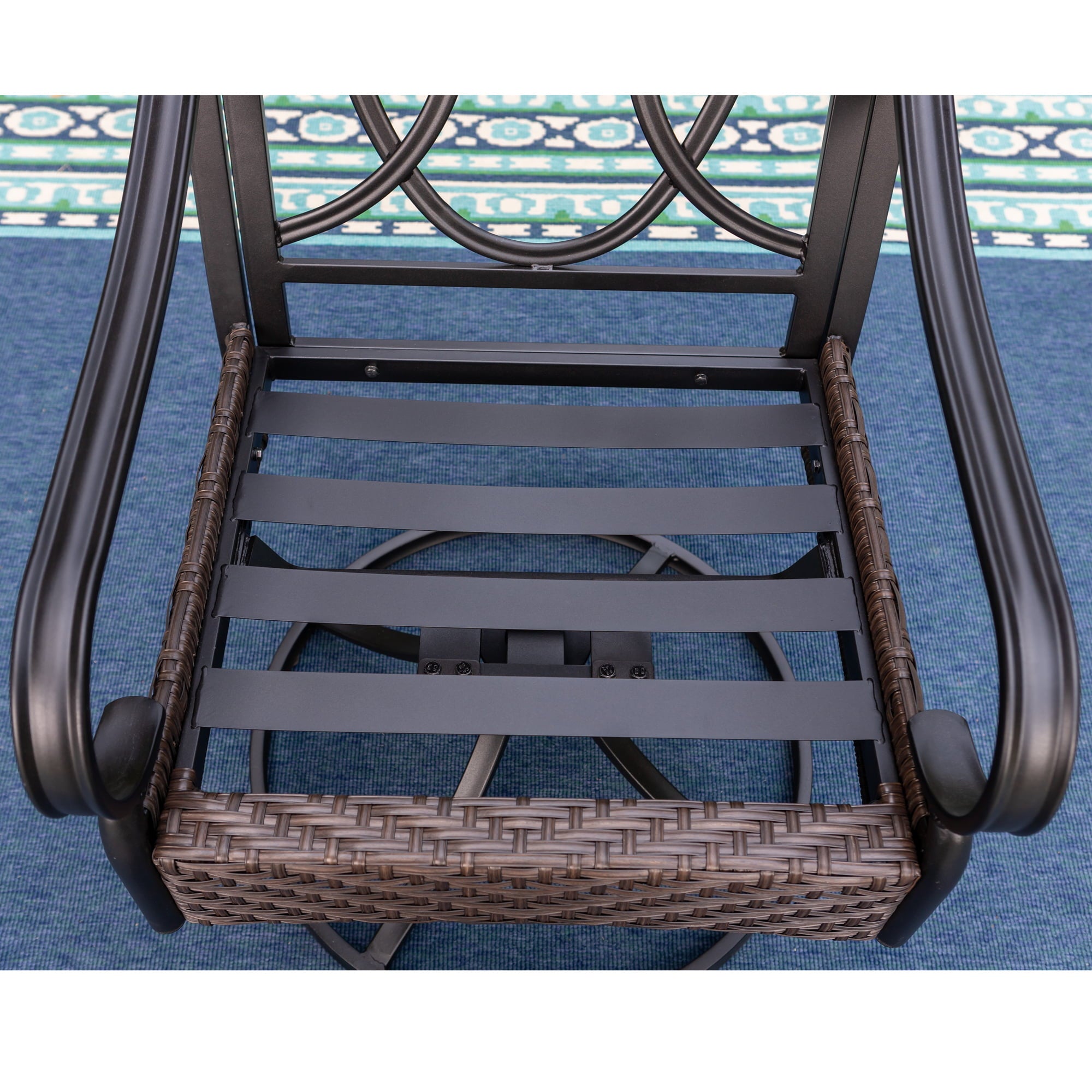 MF Studio Set of 2 Outdoor Swivel Rocker Club Patio Wicker Chairs with Cushions, Beige