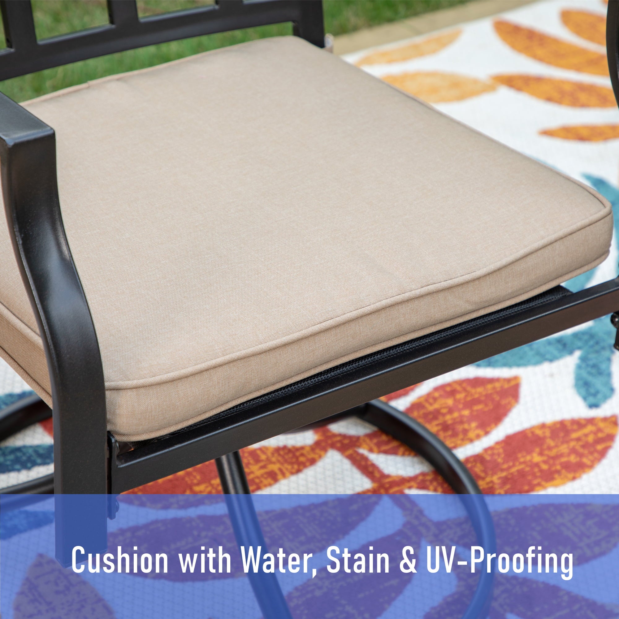 MF Studio Outdoor Dining Chairs Patio Swivel Chairs with Beige Cushion Suitable for Garden, patio and Living Room, Beige/Black