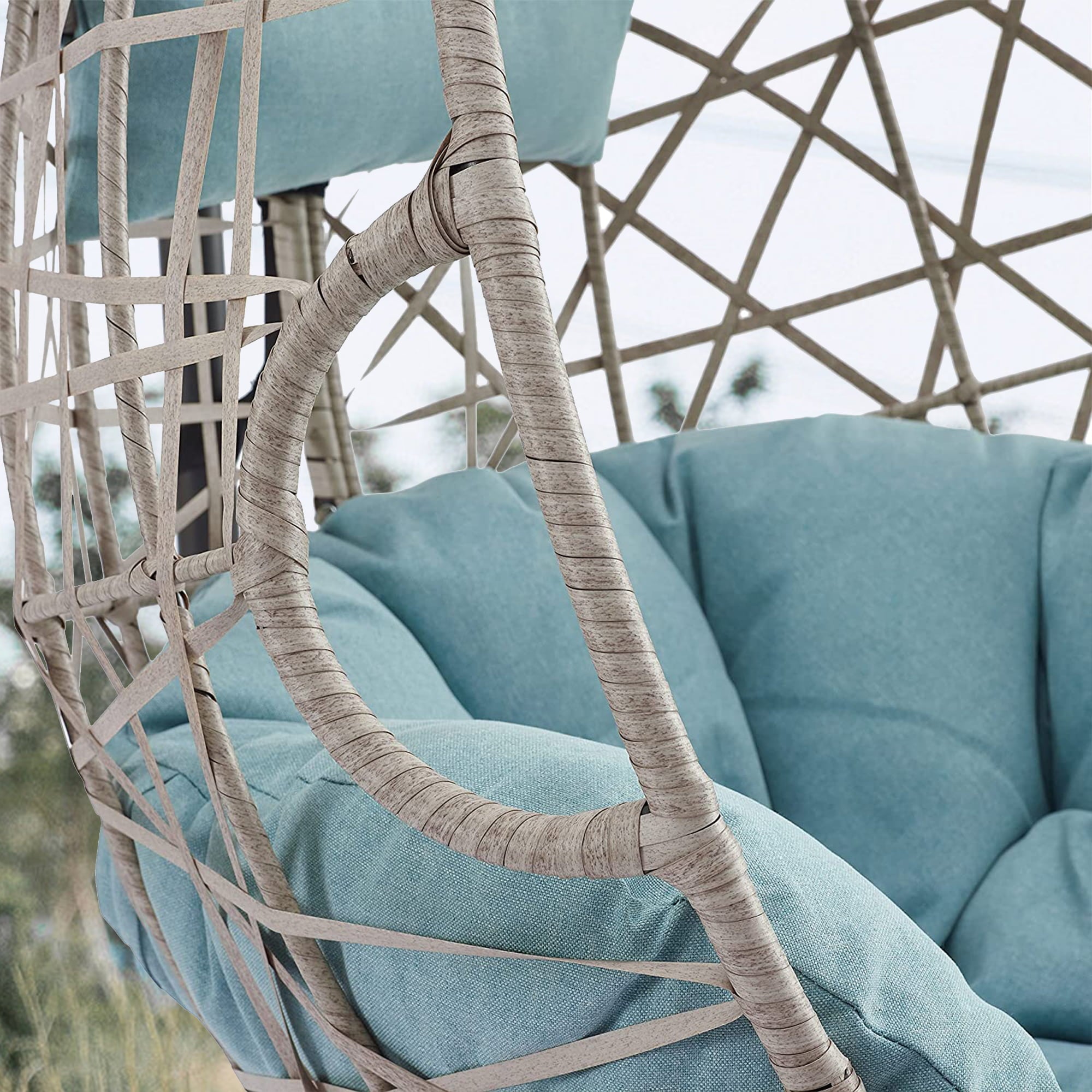 Ulax Furniture Outdoor Patio Wicker Hanging Swing Chair