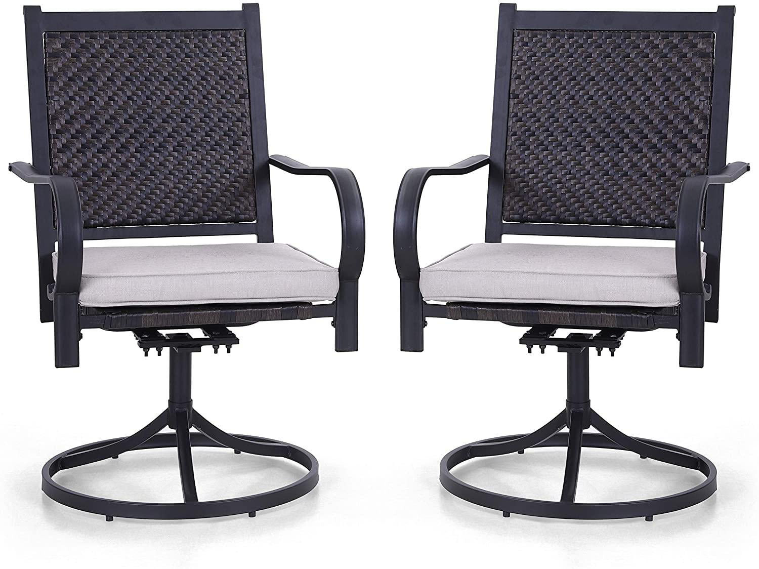 Sophia & William Patio Rattan Swivel Dining Chairs Set of 2 with Cushions, Dark Brown