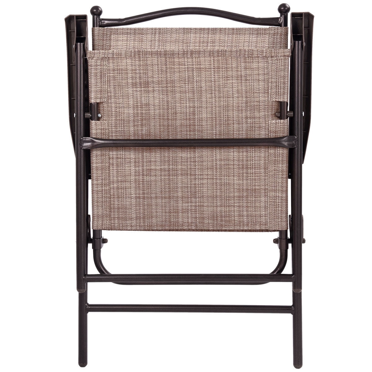 Gymax Set of 2 Folding Patio Furniture Sling Back Chairs Outdoors brown