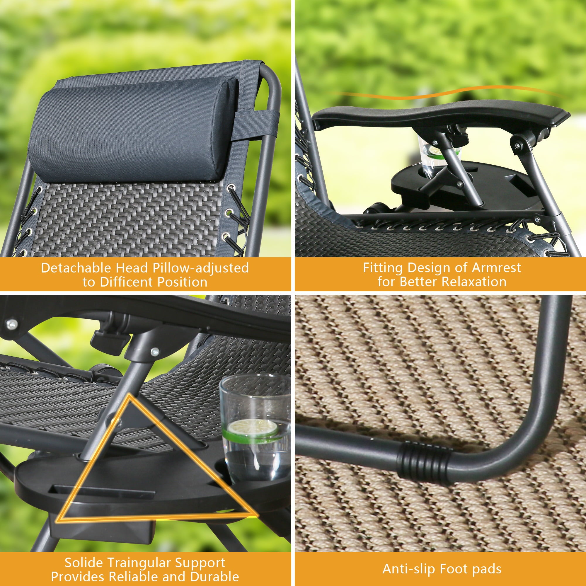 Ulax Furniture Wicker Patio Zero Gravity Chair