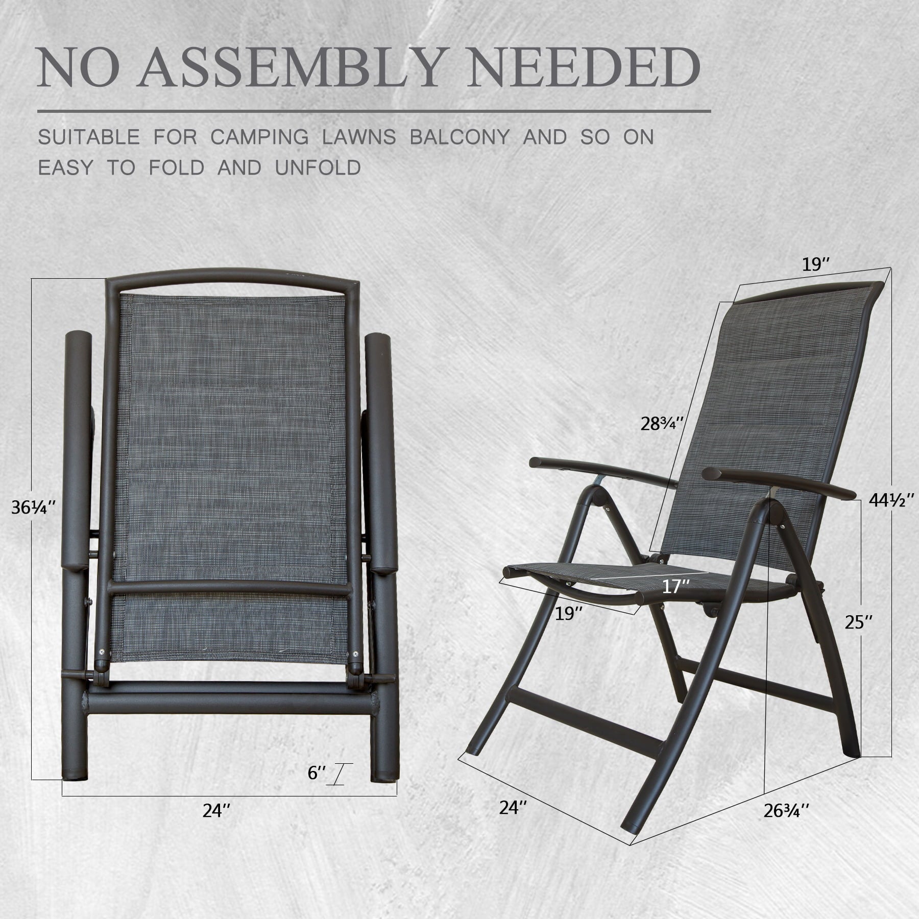 Domi Folding Patio Chairs Set of 2