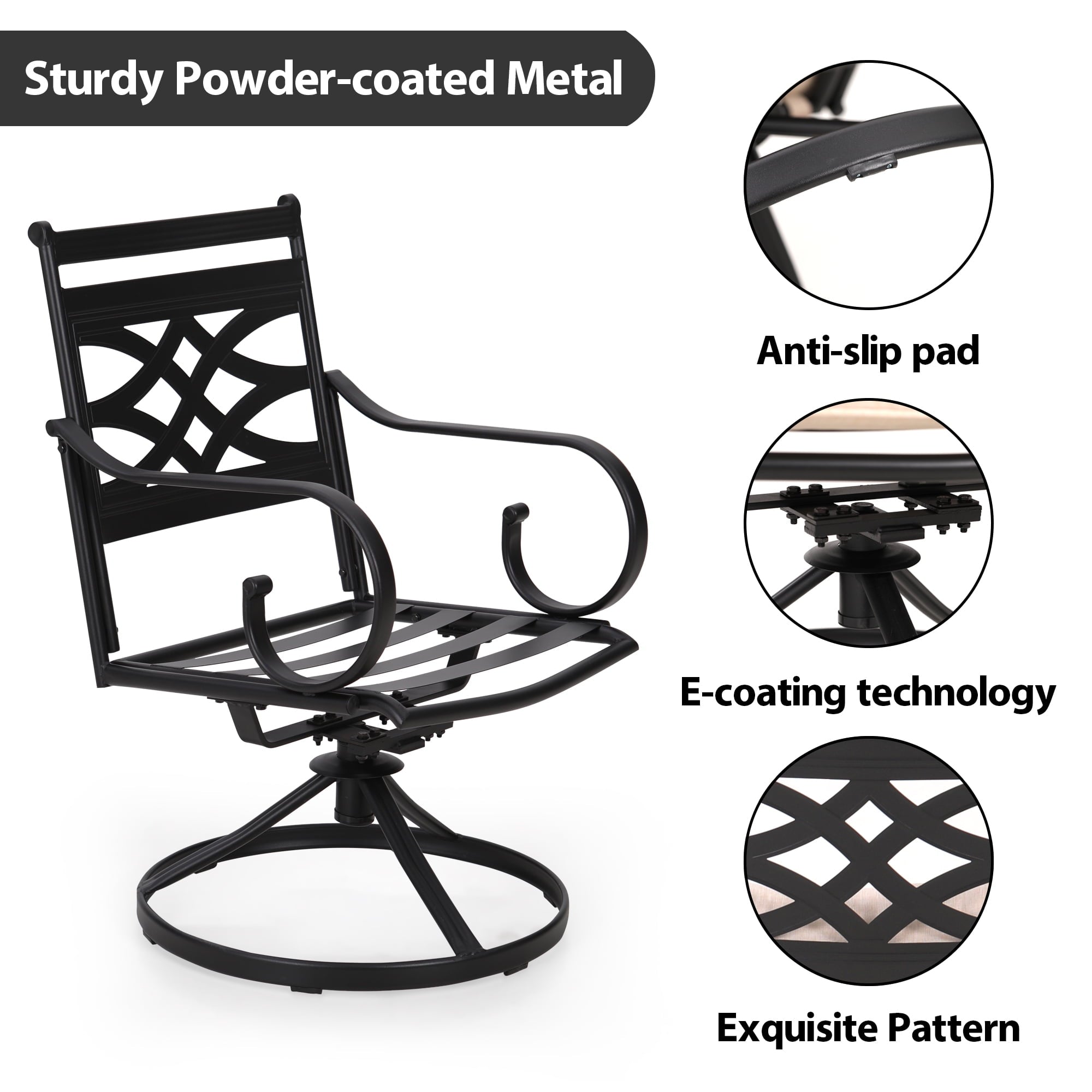 MF Studio Outdoor Dining Swivel Chair with Cushion, patio dining chairs set of two, Beige