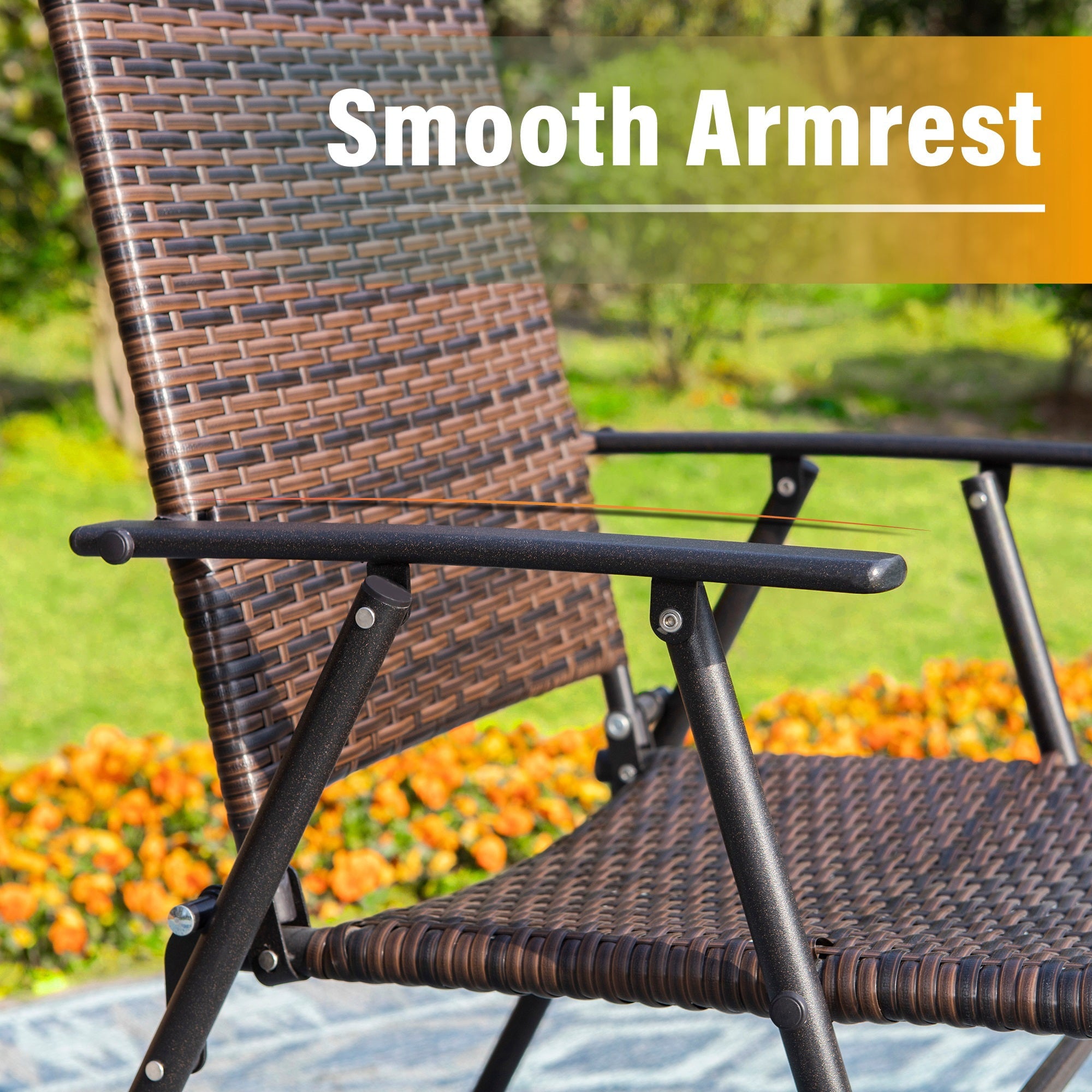 Sophia & William 2pcs Outdoor Patio Chairs Wicker Foldable Dining Chairs, Brown