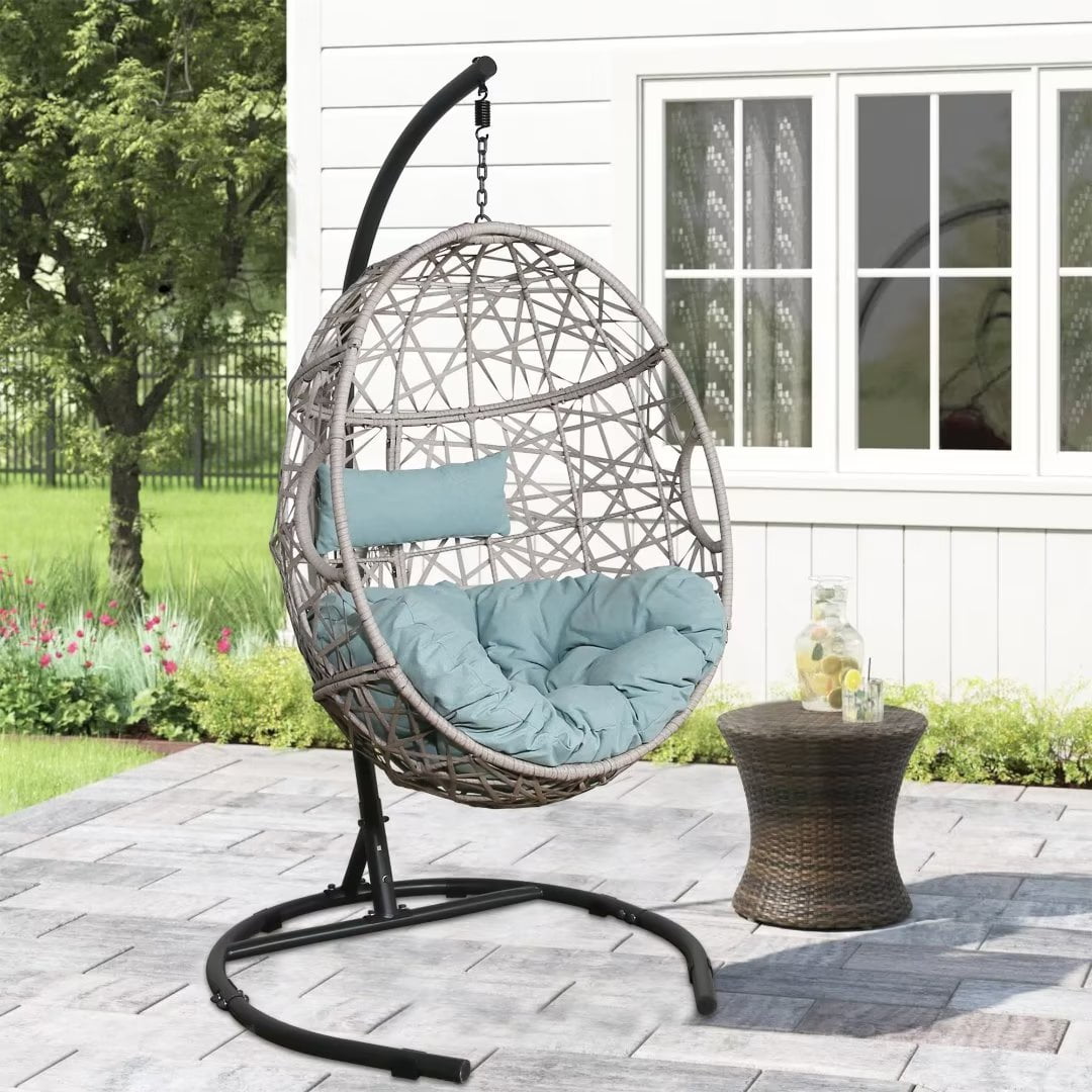 Ulax Furniture Outdoor Patio Wicker Hanging Swing Chair