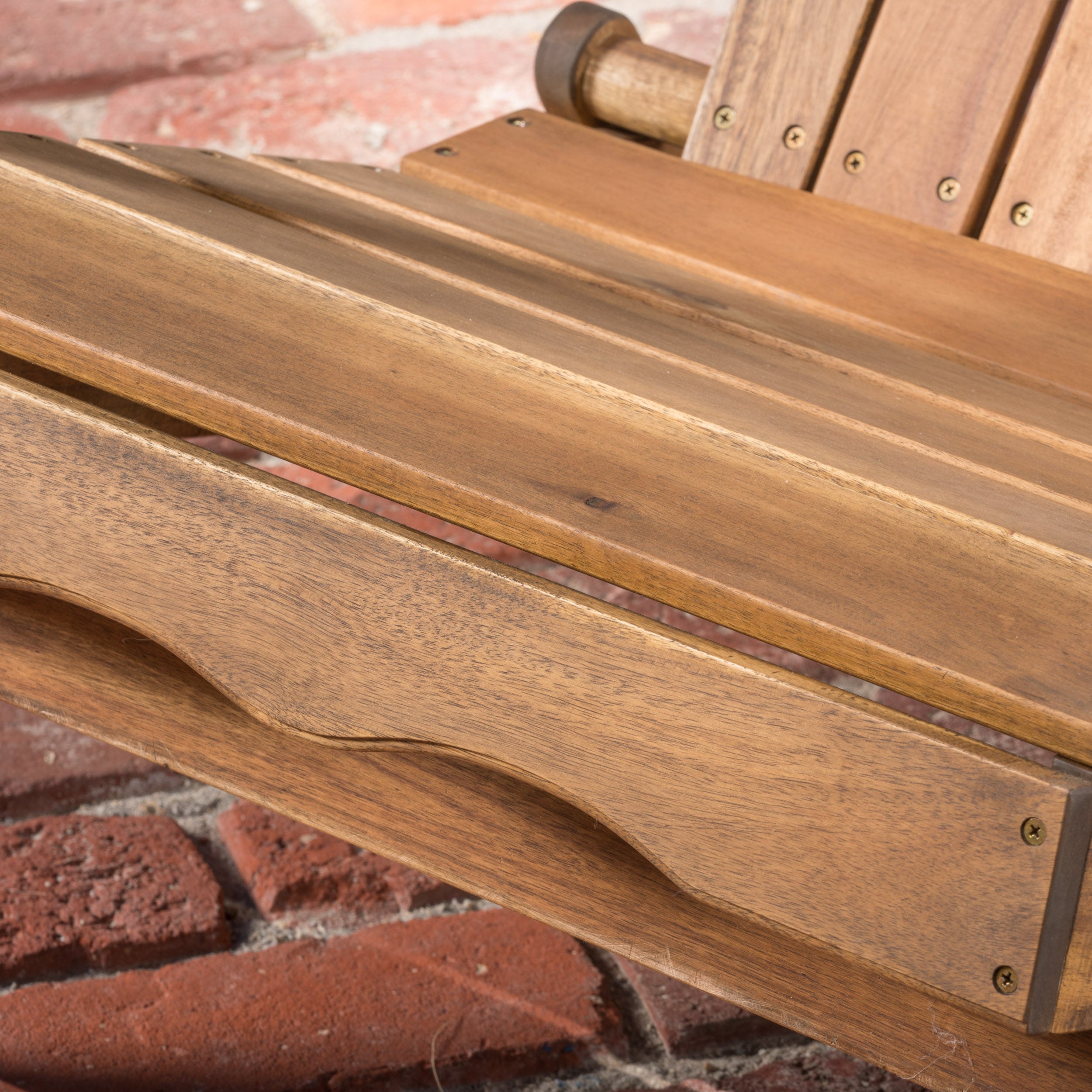 Milan Outdoor Acacia Wood Folding Adirondack Chair, Natural Stained