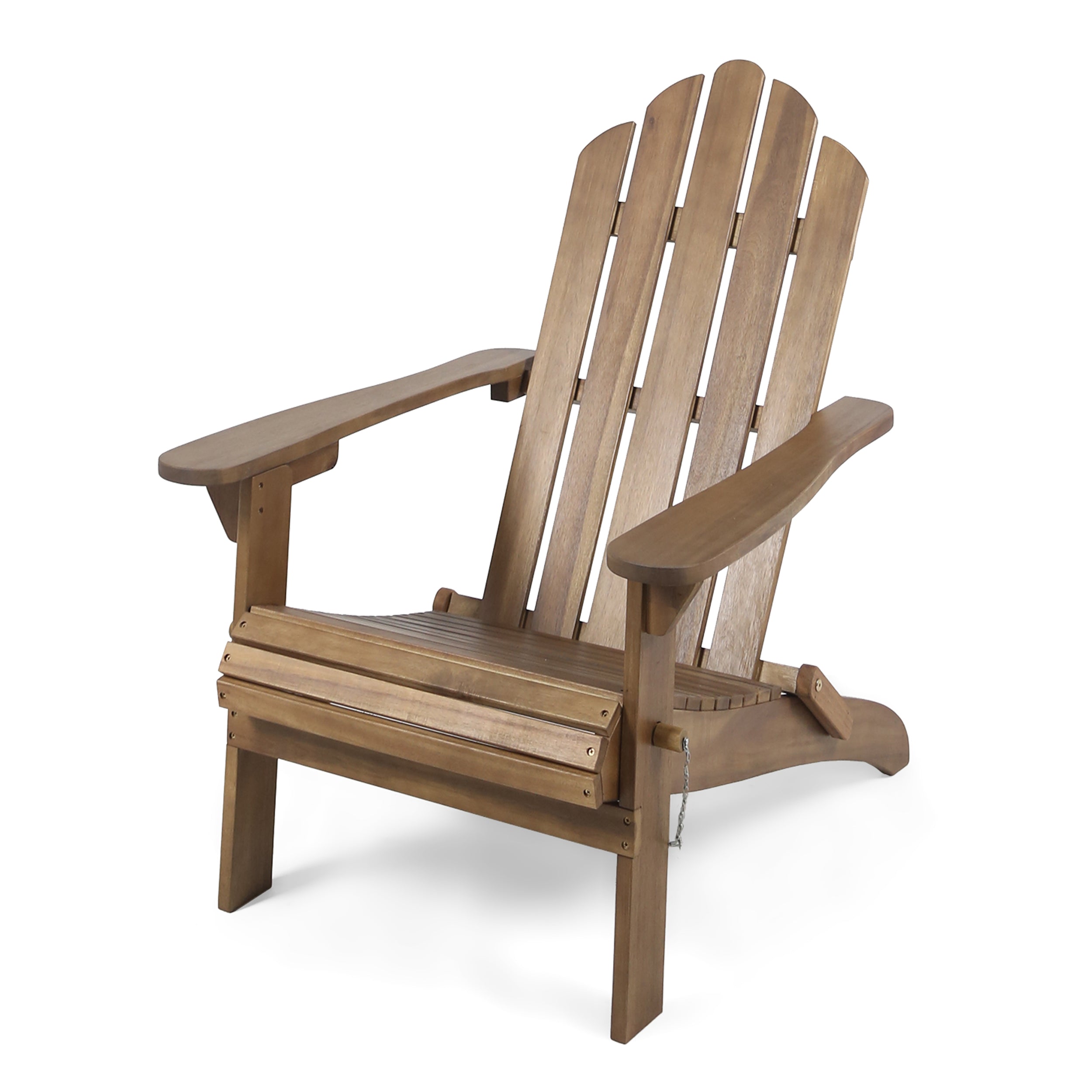 Harlee Outdoor Foldable Acacia Wood Adirondack Chair, Dark Brown