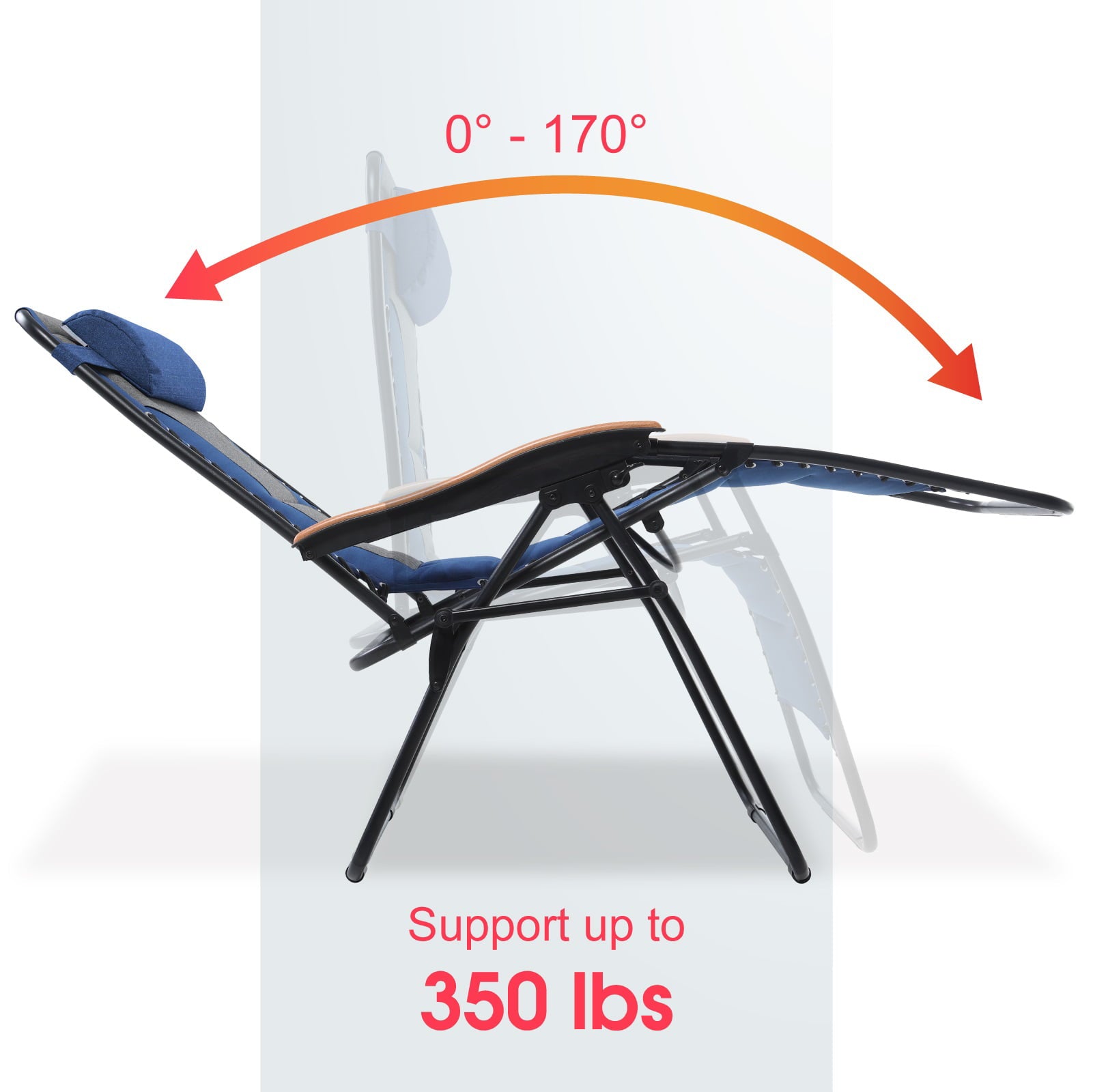 MF Studio Oversized Padded Zero Gravity Chair With Cup Holder, Blue