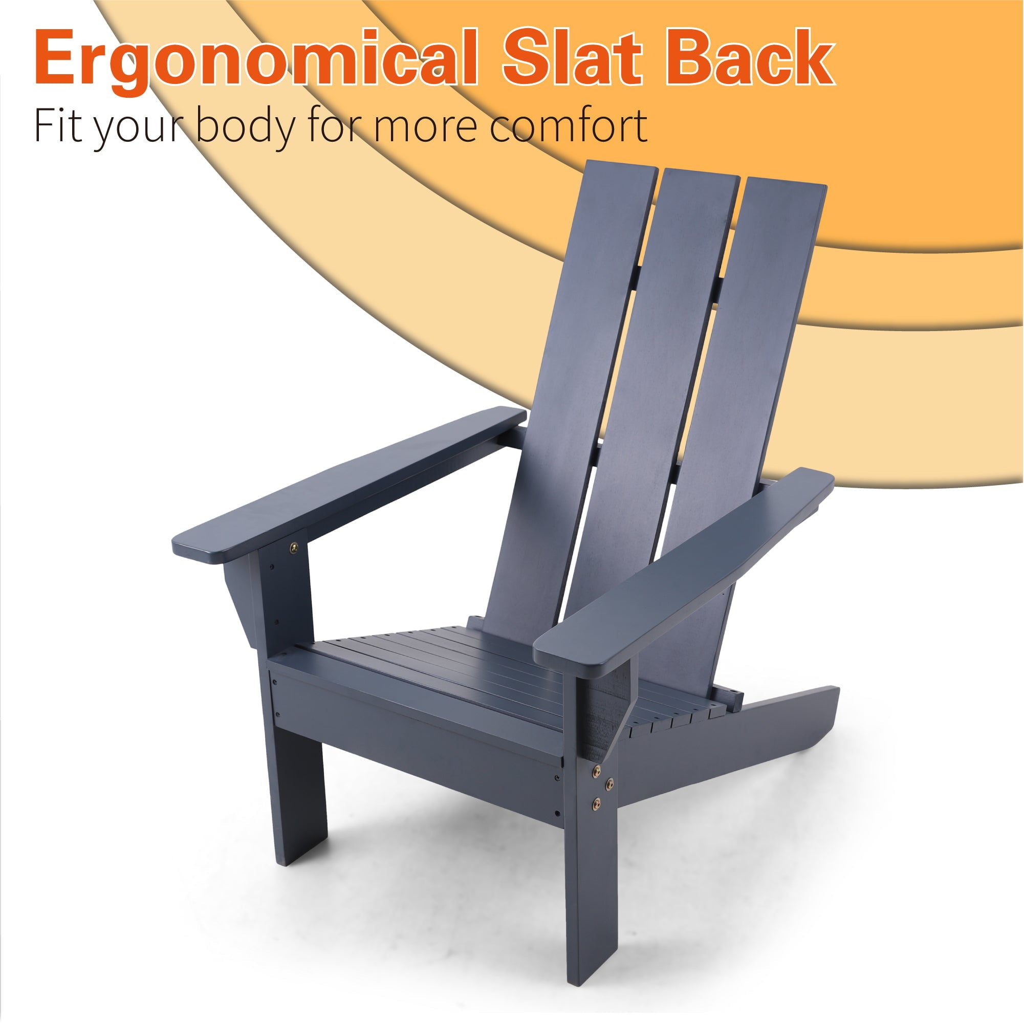 Sophia & William Grey Patio Wooden Adirondack Chair Lounge Chair for Garden Beach Balcony Backyard Lawn