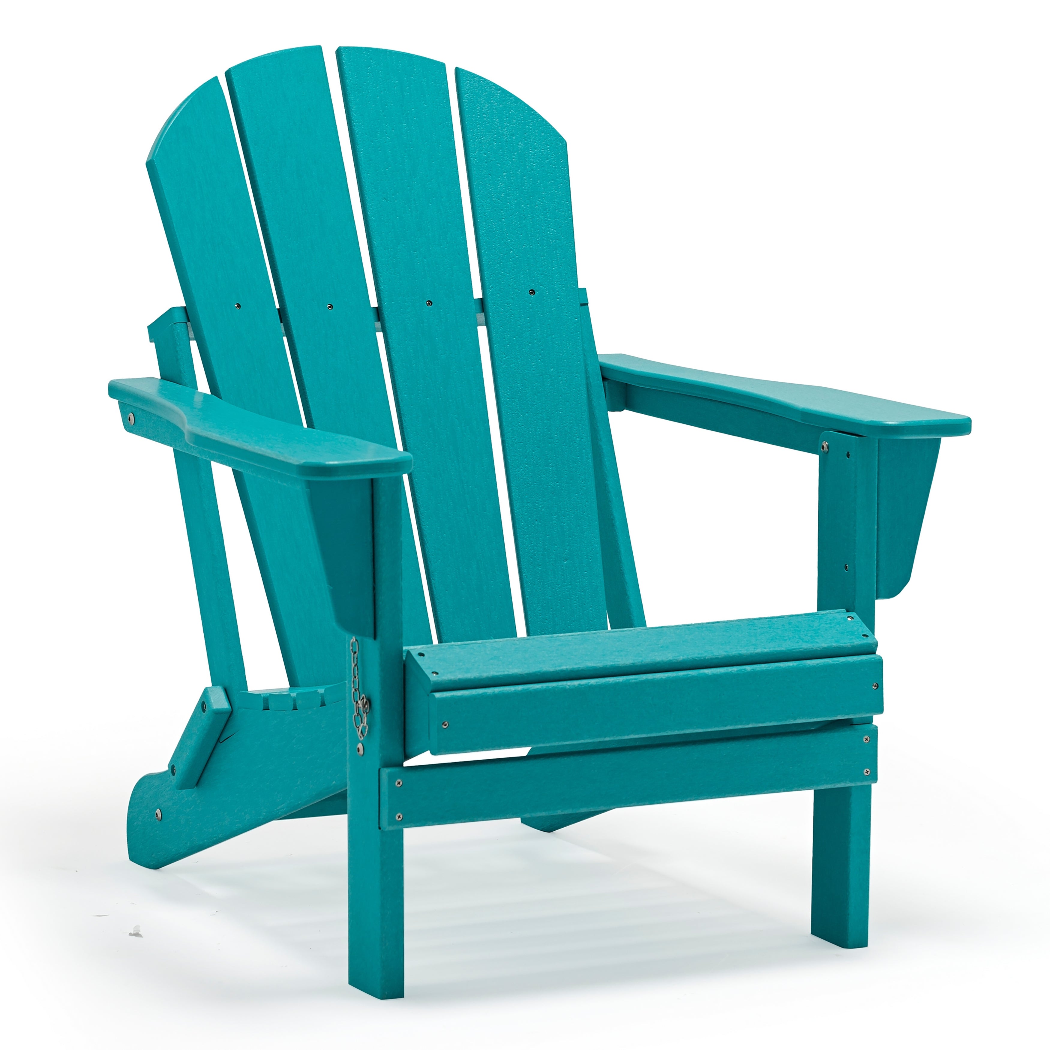 Braxton Folding Plastic Adirondack Chair, Turquoise