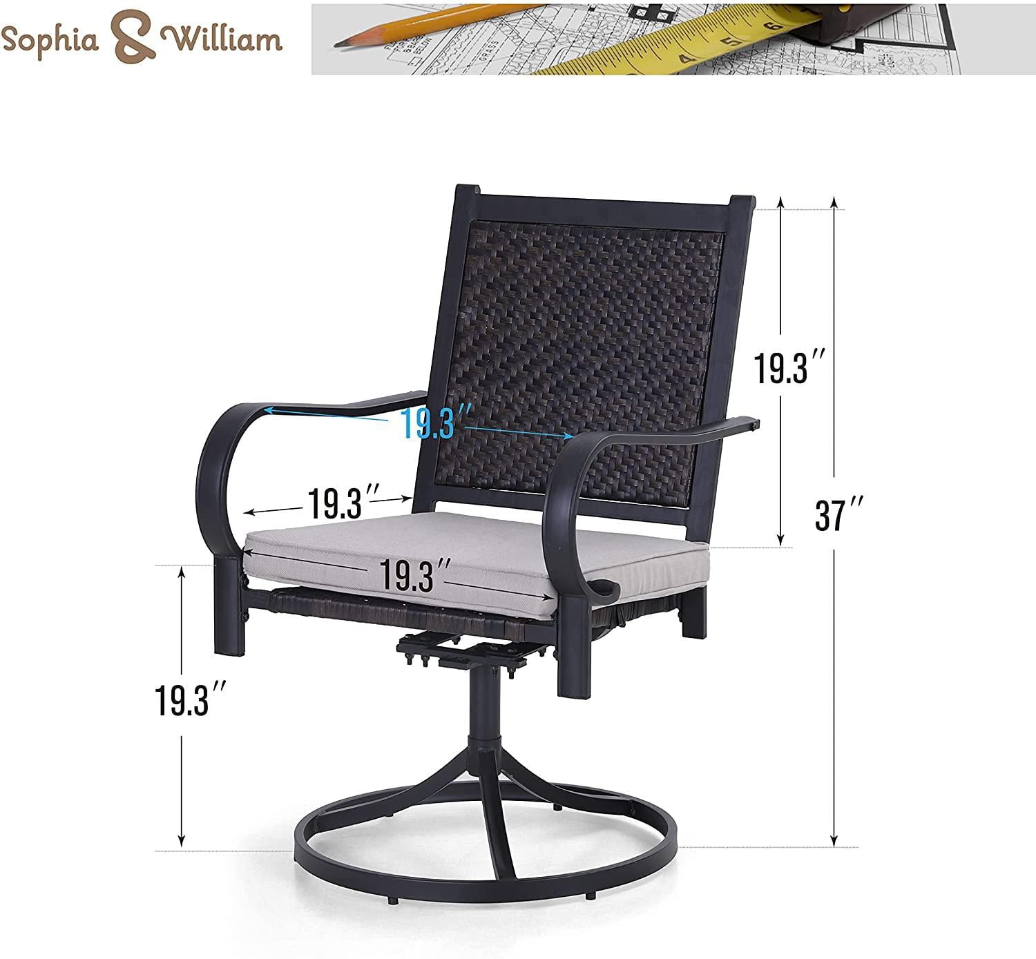 Sophia & William Patio Rattan Swivel Dining Chairs Set of 2 with Cushions, Dark Brown