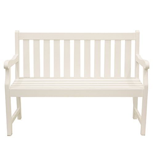 Henley Outdoor Bench, Wood, White