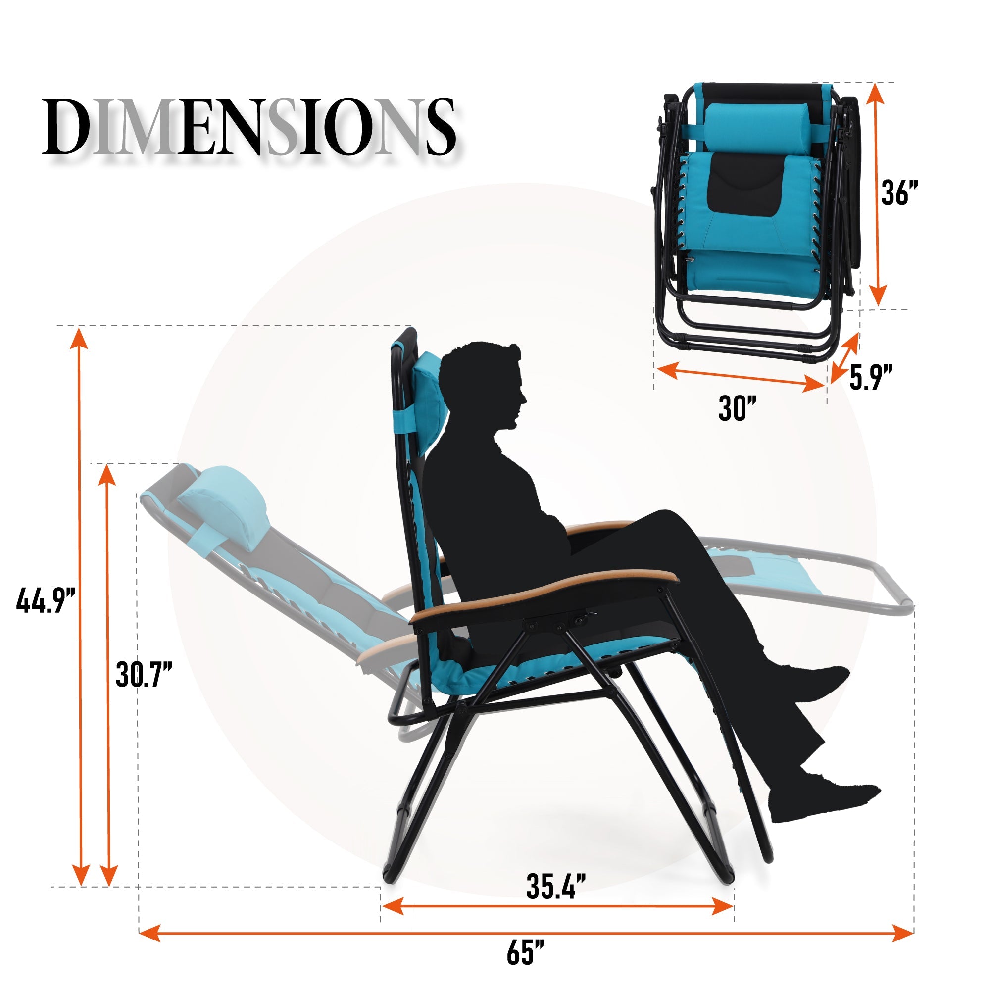 Sophia&William Outdoor XL Oversized Padded Zero Gravity Chair Camping Recliner - Pacific Blue
