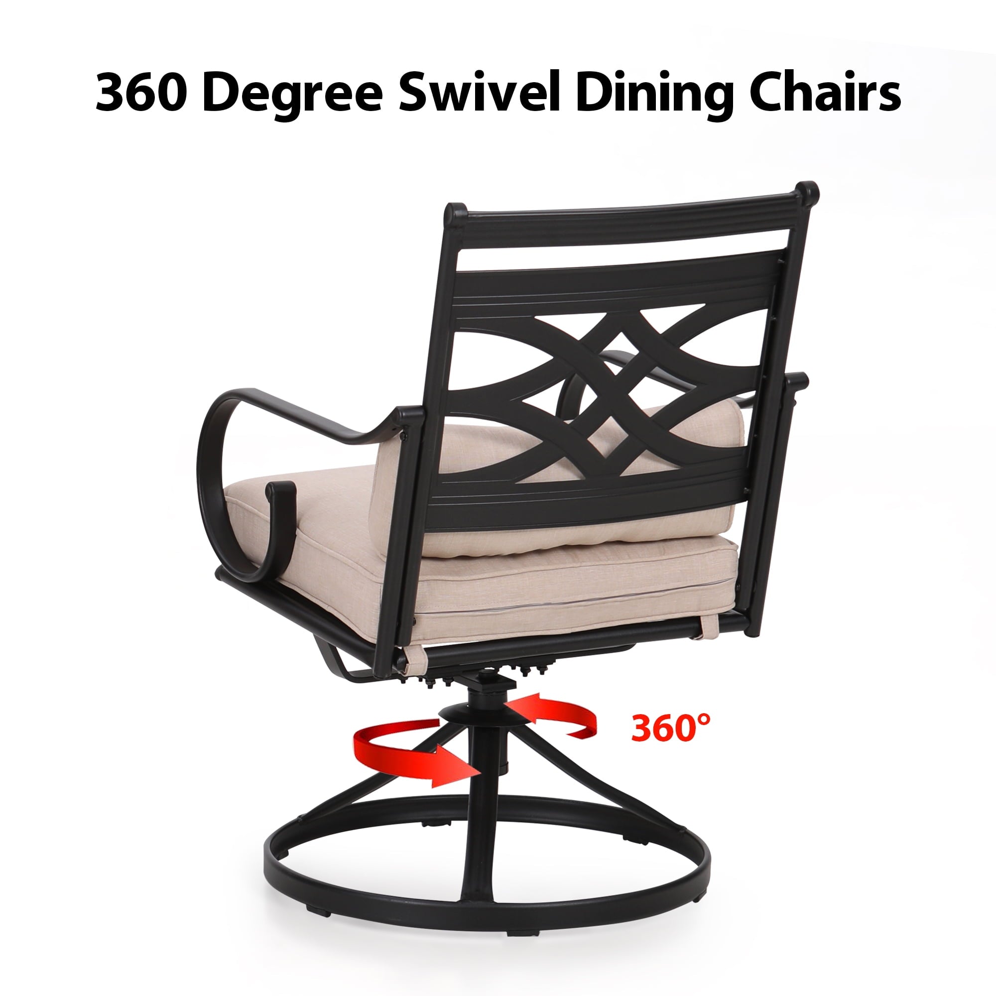 MF Studio Outdoor Dining Swivel Chair with Cushion, patio dining chairs set of two, Beige