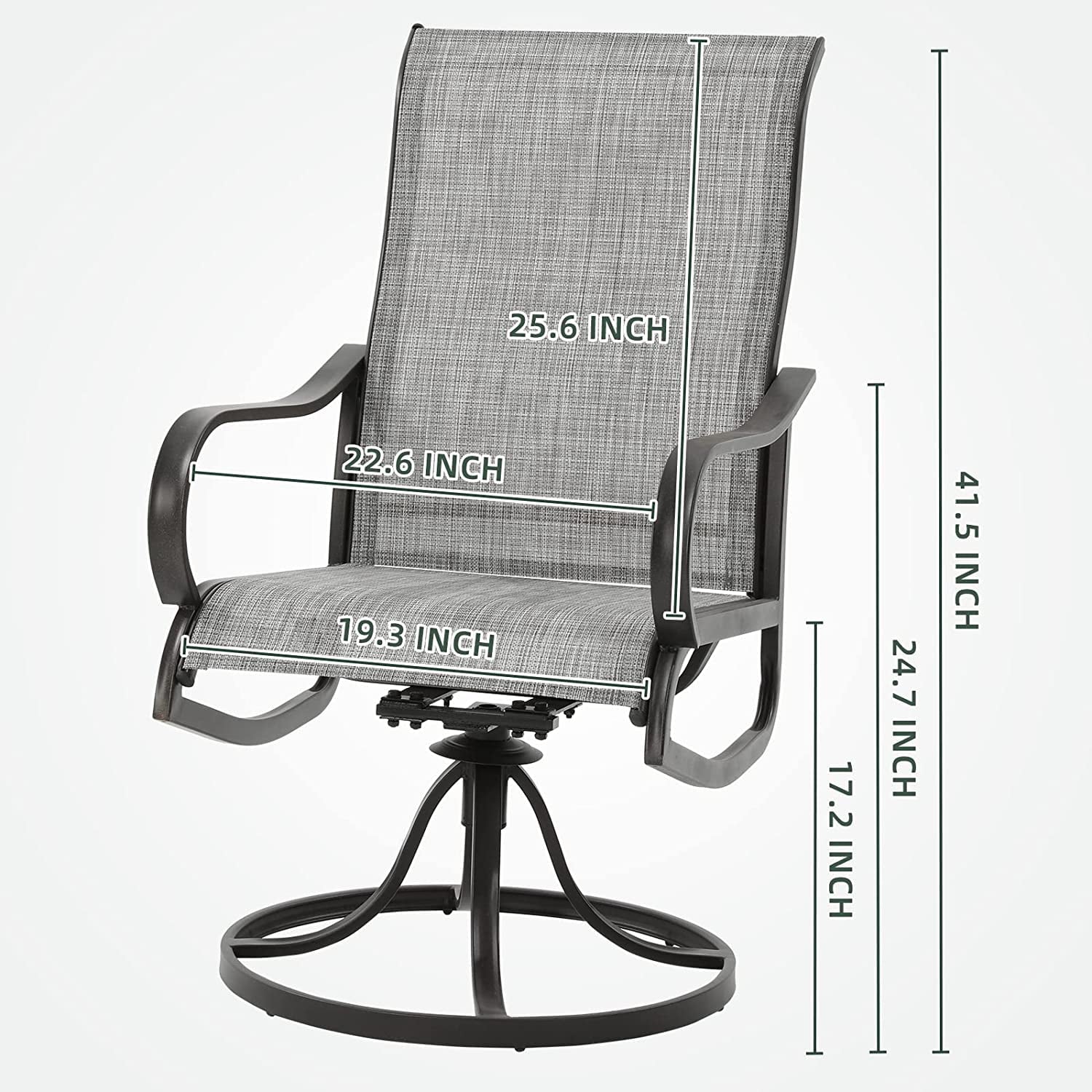 Amopatio Patio Swivel Chairs Set of 2, High Back Outdoor Dining Chair with Textilene Mesh Fabric for Lawn Garden Backyard