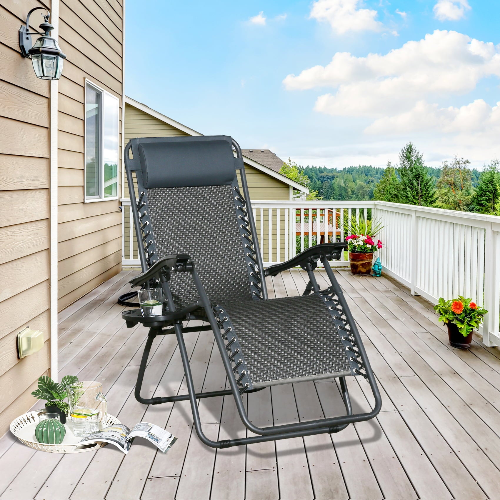 Ulax Furniture Wicker Patio Zero Gravity Chair