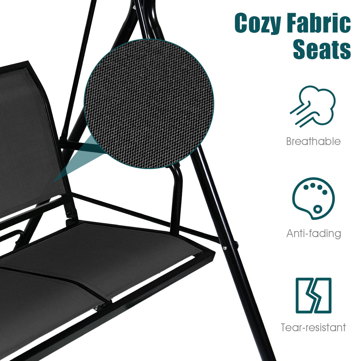Gymax Outdoor Porch Swing Canopy Patio Swing Chair 3 Person Canopy Hammock