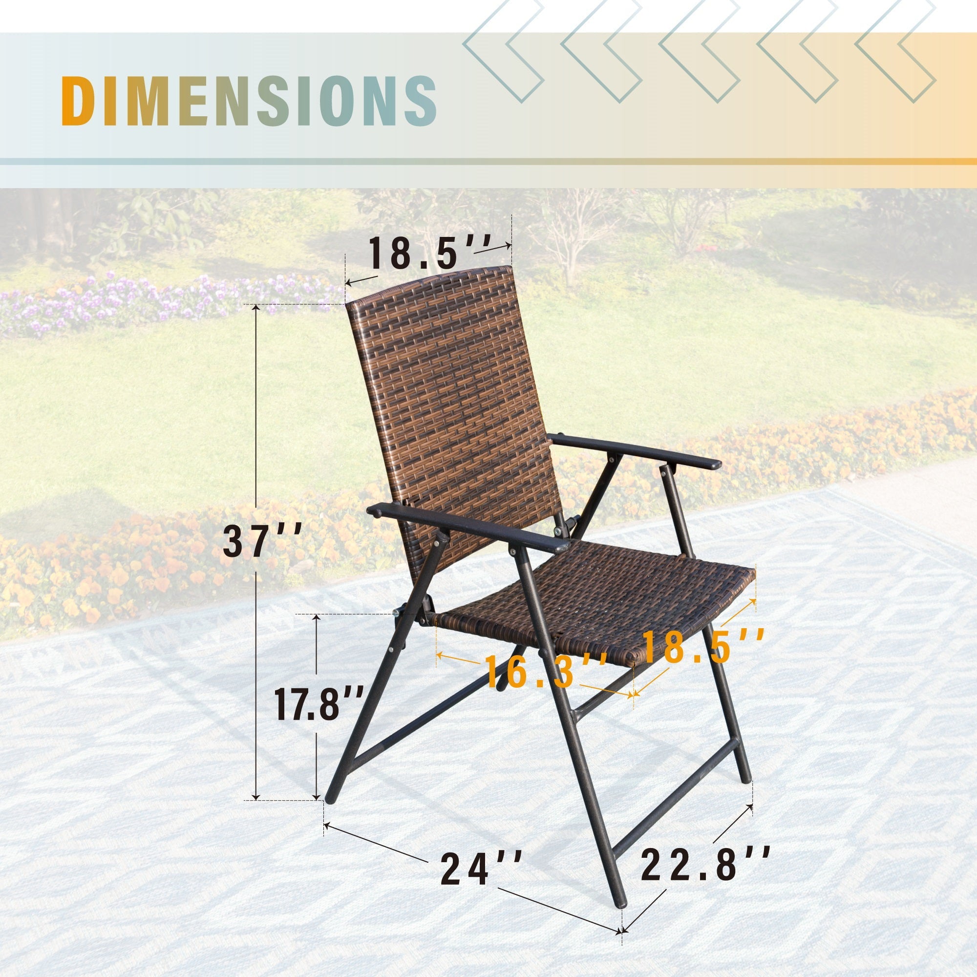 Sophia & William 2pcs Outdoor Patio Chairs Wicker Foldable Dining Chairs, Brown