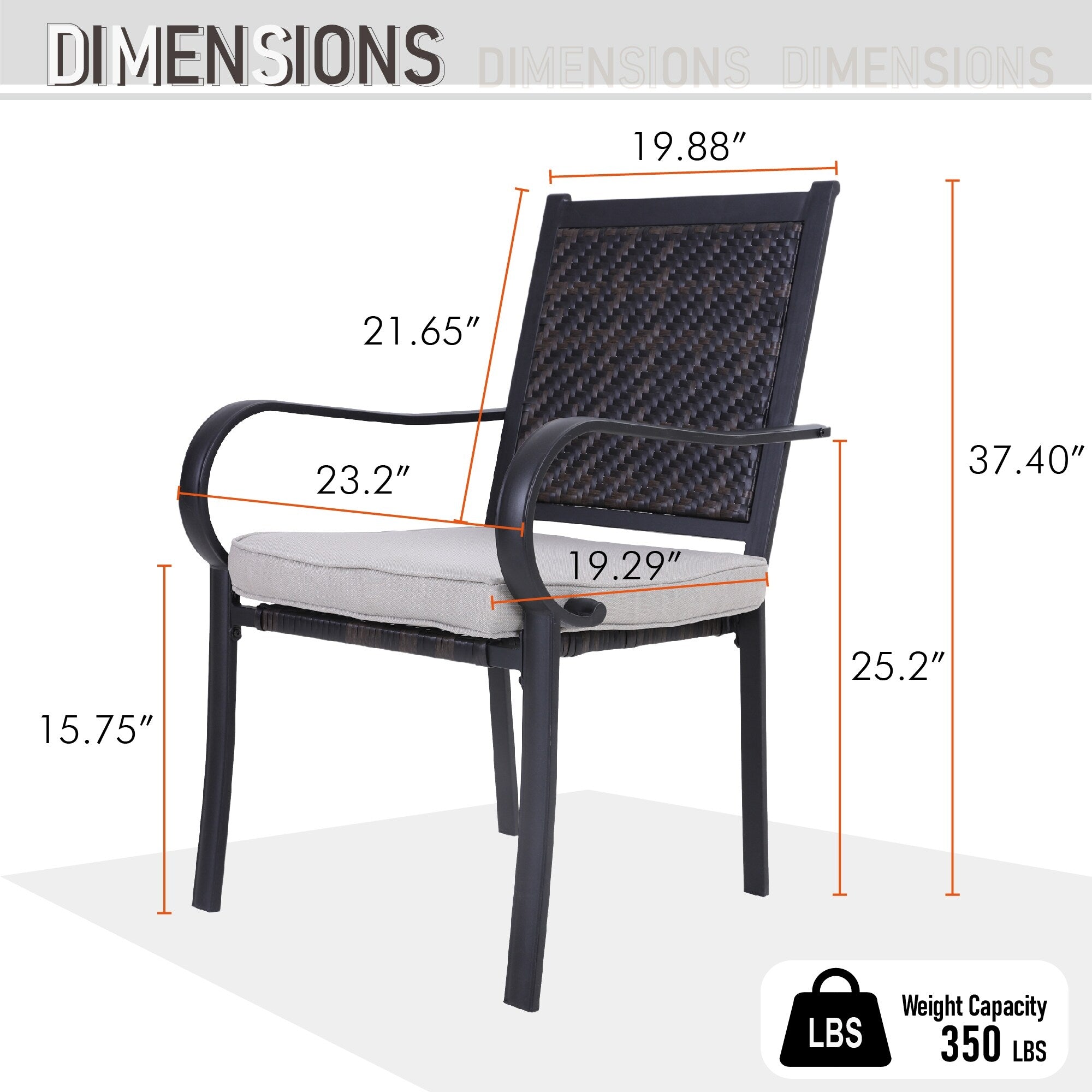 Sophia & William Patio Dining Chairs, 2 Rattan Chairs with Cushions