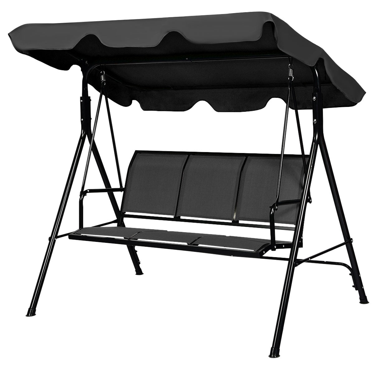 Gymax Outdoor Porch Swing Canopy Patio Swing Chair 3 Person Canopy Hammock