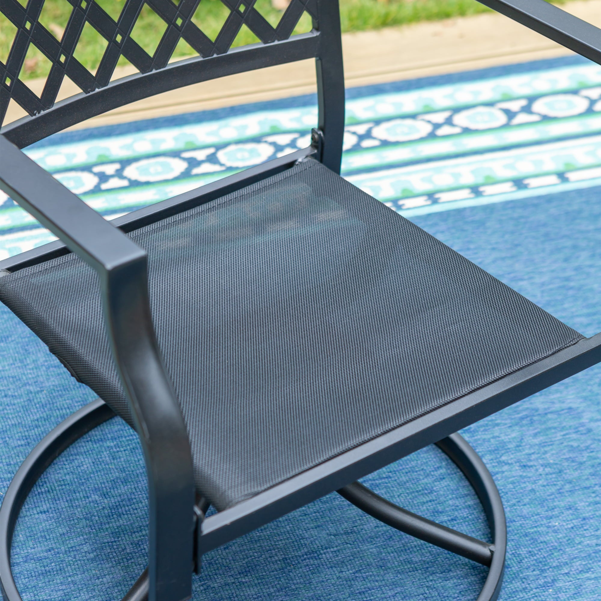 MF Studio Set of 2 Outdoor Dining Chairs Patio Metal Swivel Chairs Modern Patio Furniture 300 lbs Weight Capacity for Garden Yard, Beige Cushion