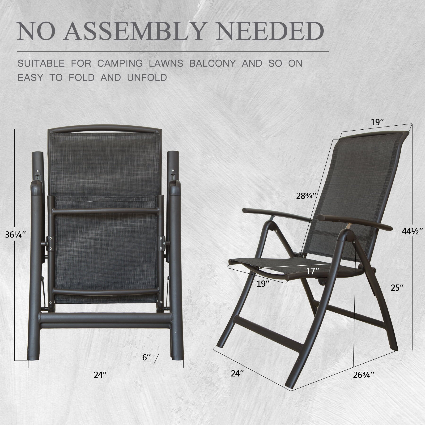 Domi Folding Patio Chairs Set of 2