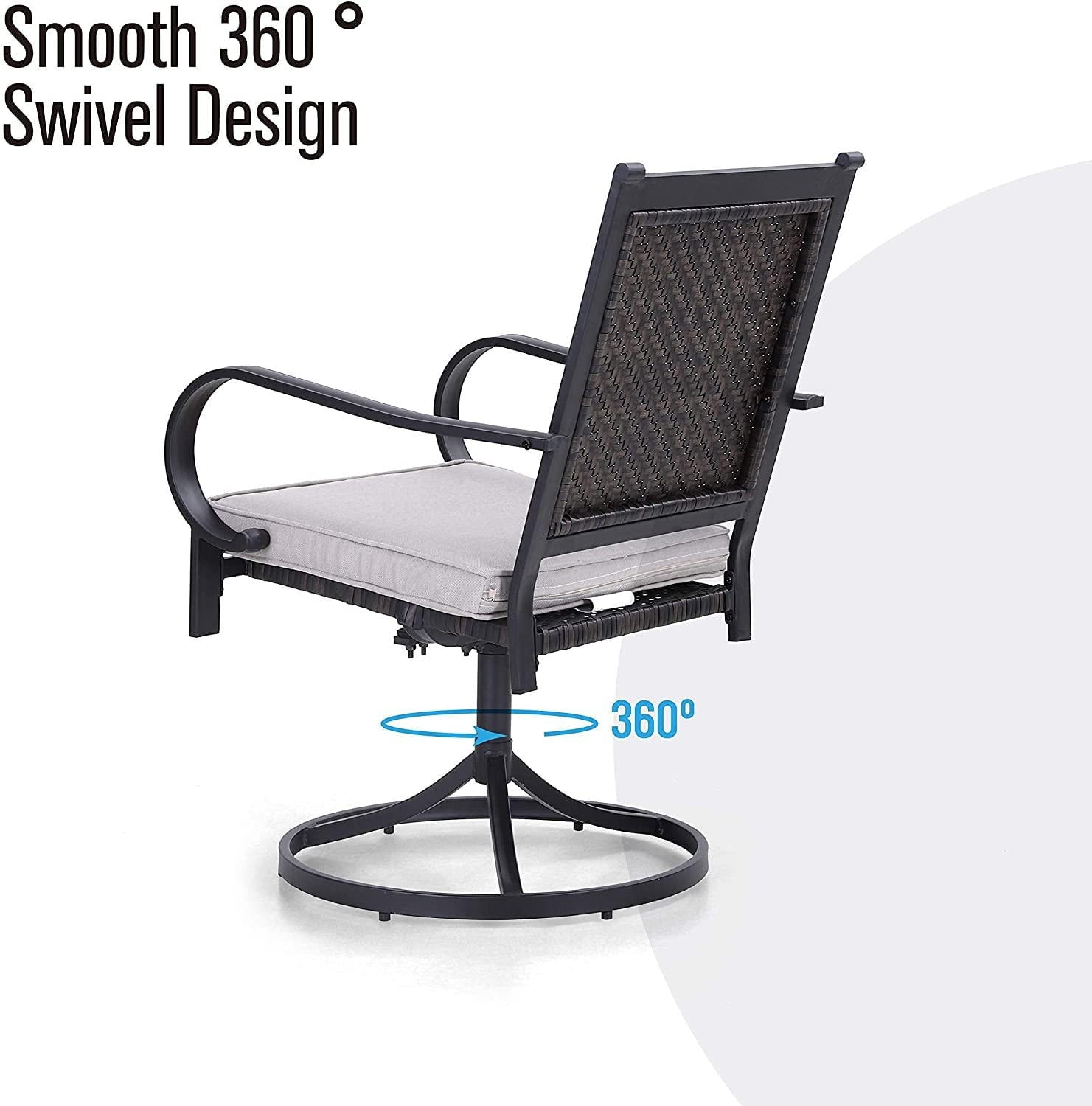 Sophia & William Patio Rattan Swivel Dining Chairs Set of 2 with Cushions, Dark Brown