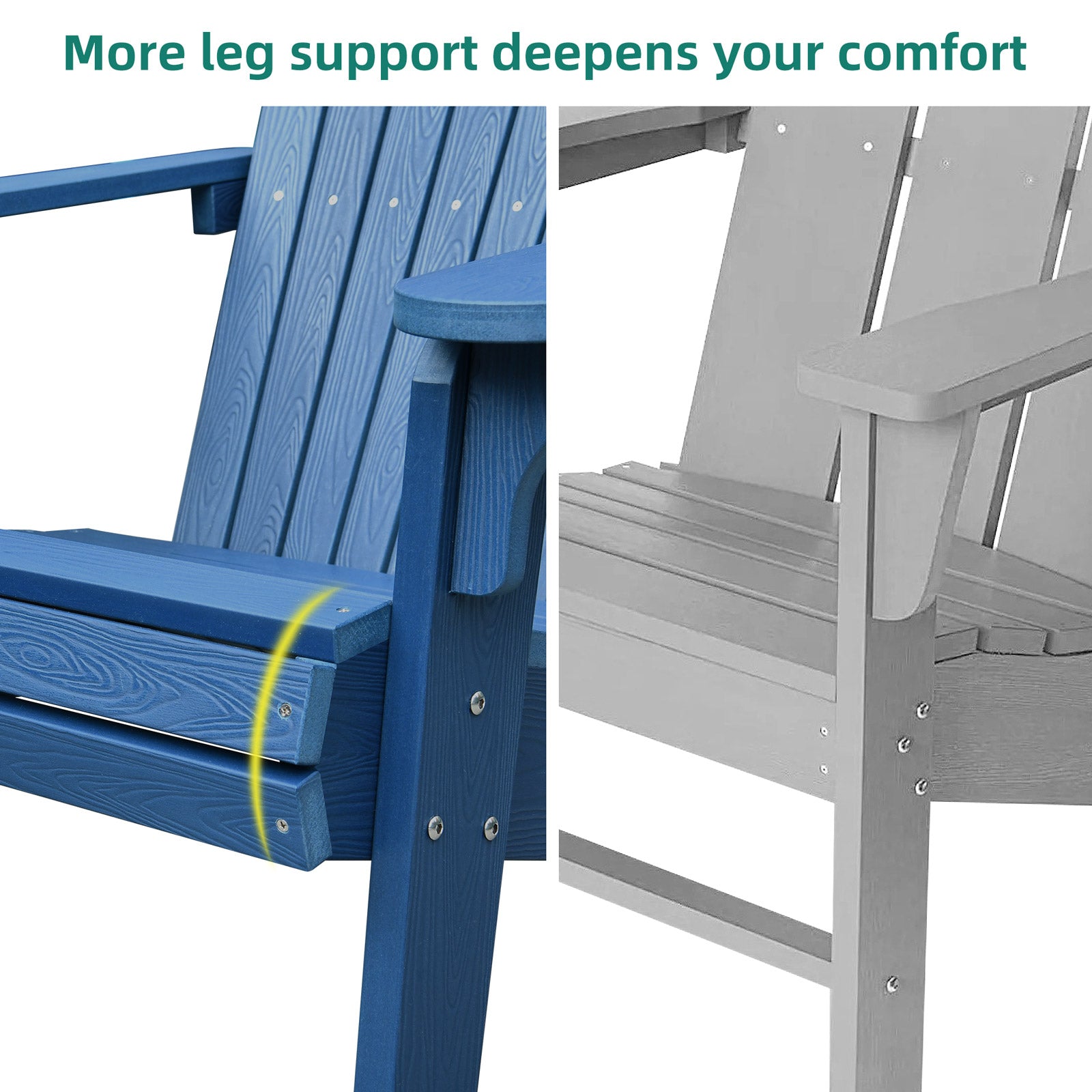 Yitahome Adirondack Chair Weather Resistant Wooden Patio,Navy Blue