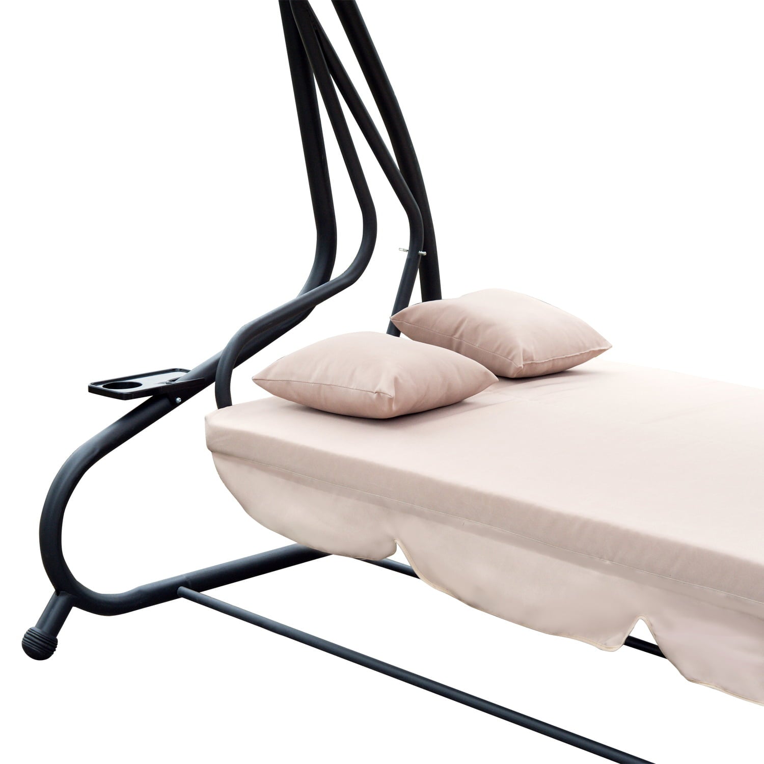 Outsunny 3-Seat Outdoor Patio Swing Chair, Converting Flatbed, with Adjustable Canopy, Removable Cushion and Pillows