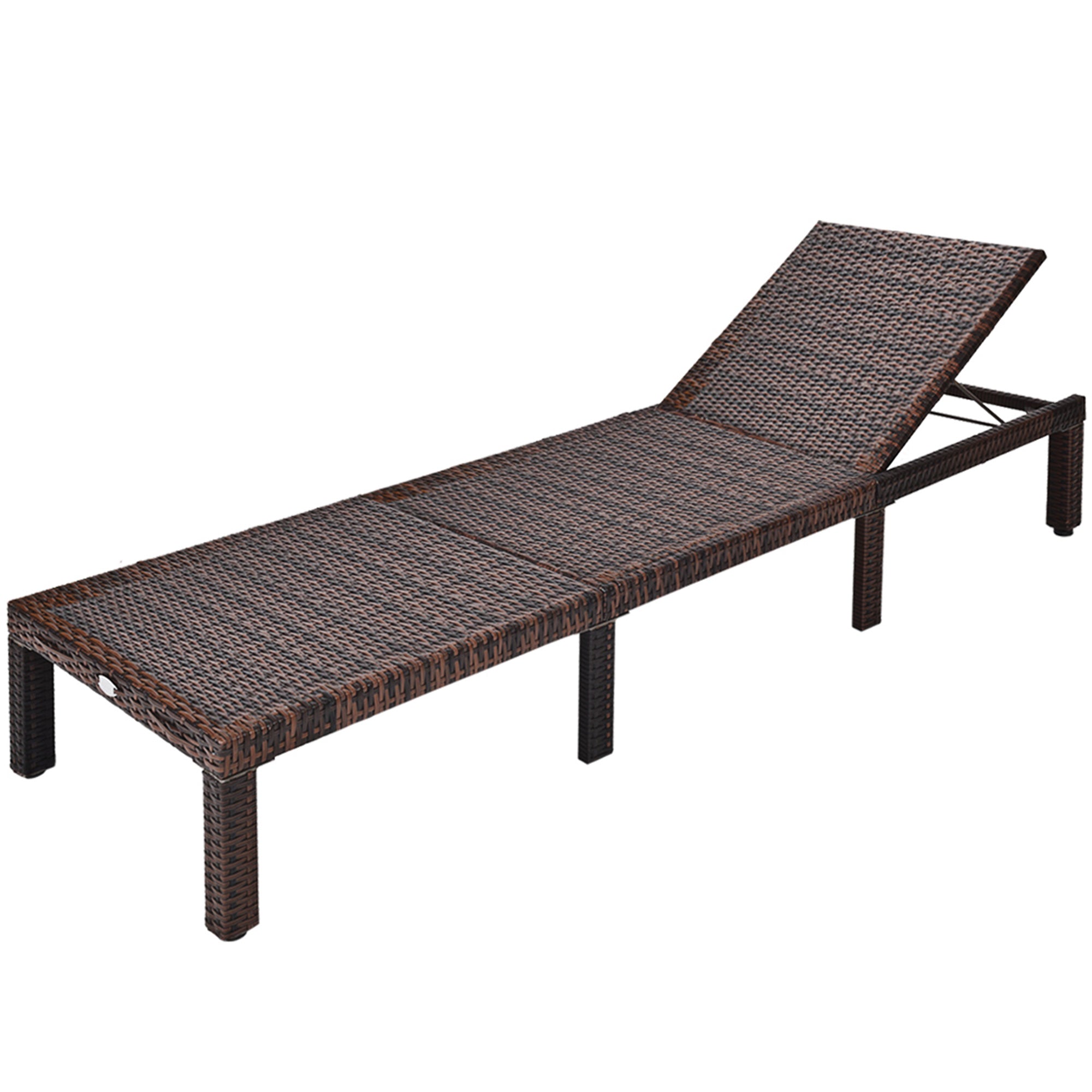 Gymax Patio Rattan Chaise Lounge Chair Recliner Outdoor w/ 6 Positions Cushion