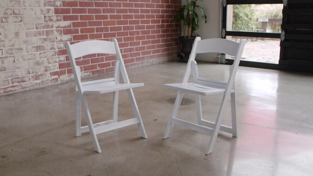 Flash Furniture HERCULES Series 1000 lb. Capacity White Resin Folding Chair with Slatted Seat