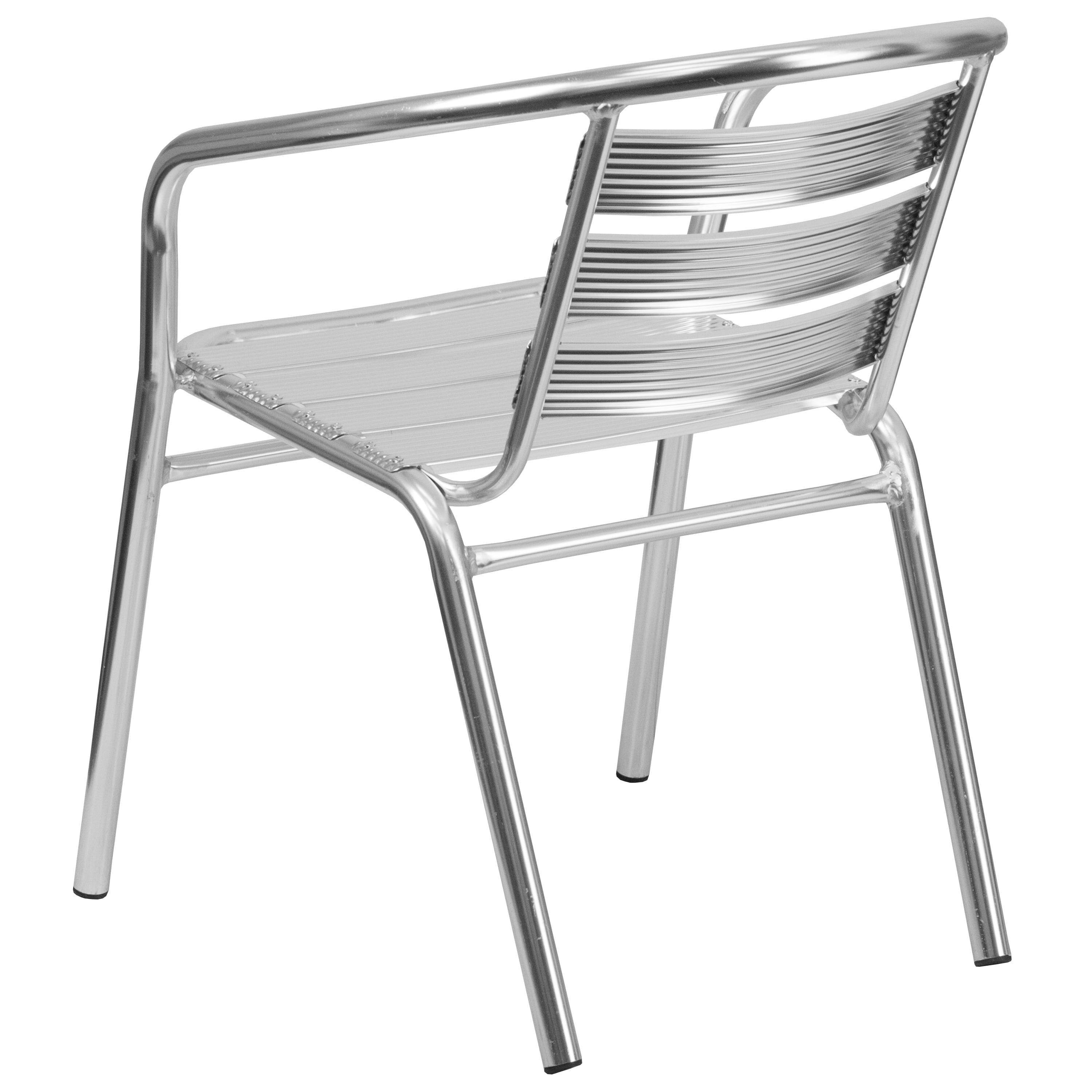 Emma + Oliver Heavy Duty Aluminum Indoor-Outdoor Stack Chair w/ Triple Slat Back