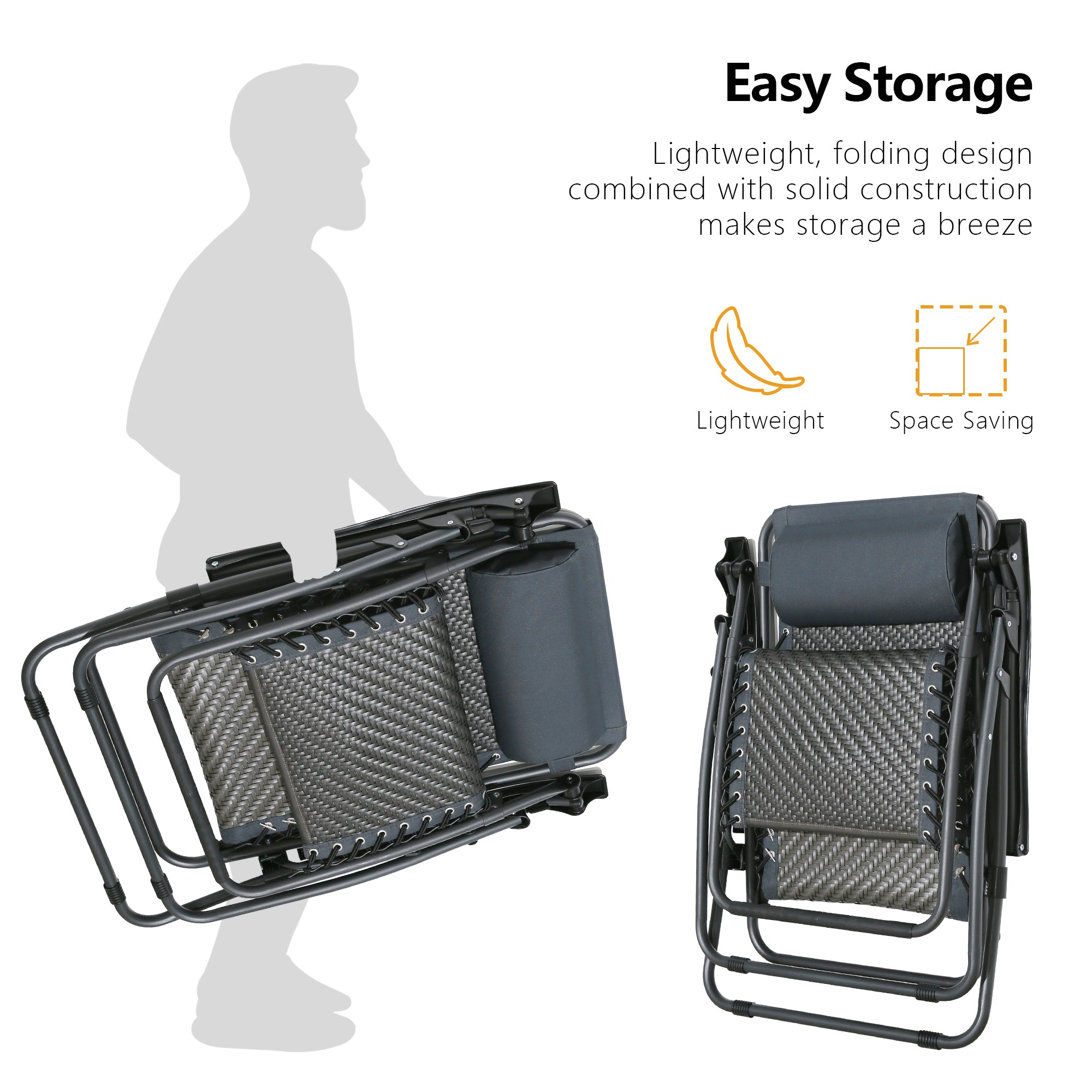 Ulax Furniture Wicker Patio Zero Gravity Chair