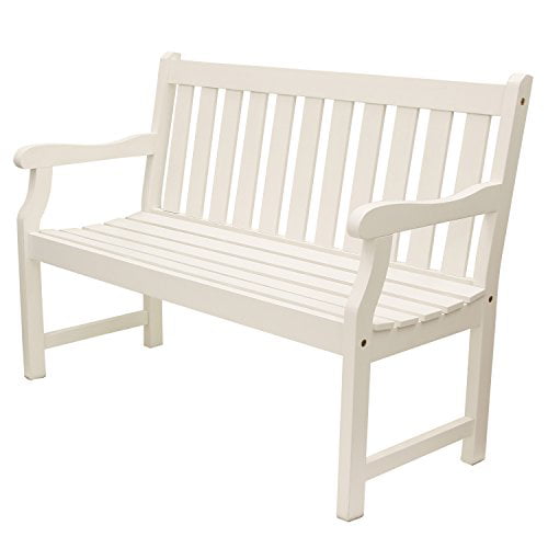 Henley Outdoor Bench, Wood, White