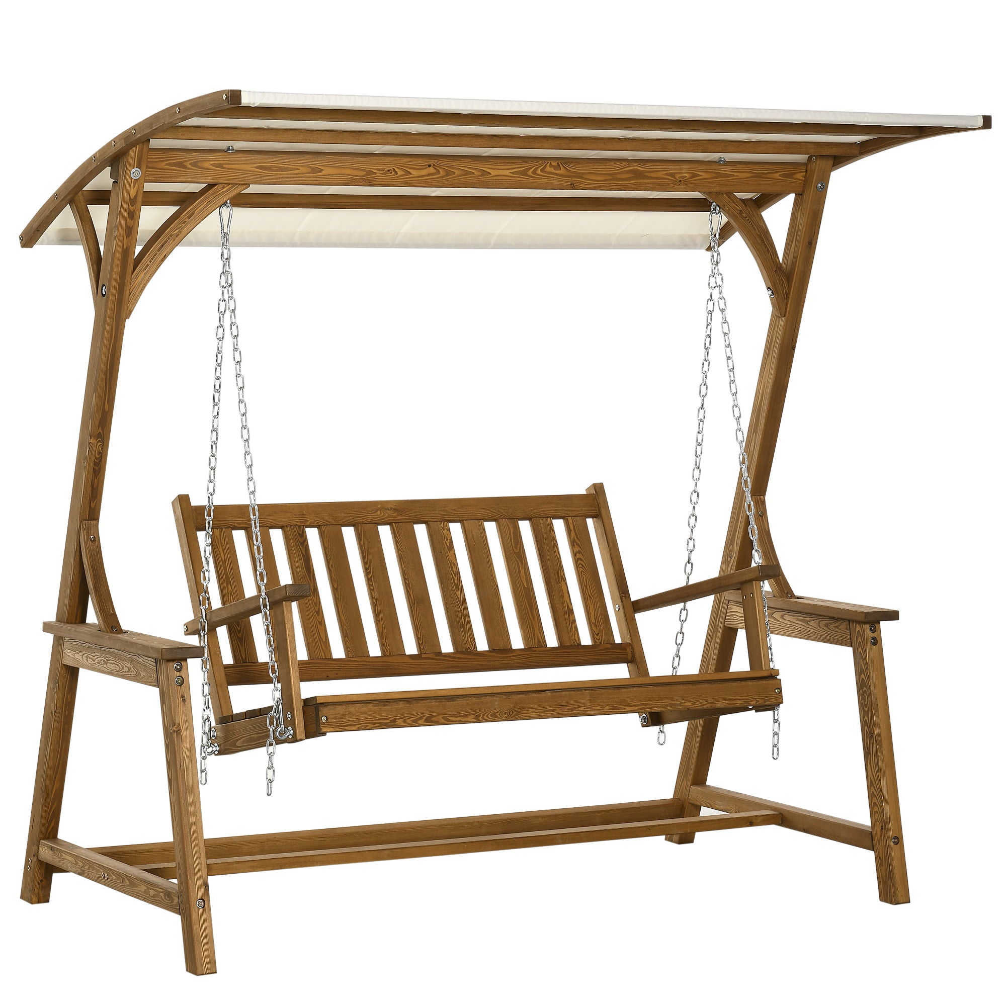 Outsunny 2 Seater Patio Swing Chair with Canopy and Hanging Chains