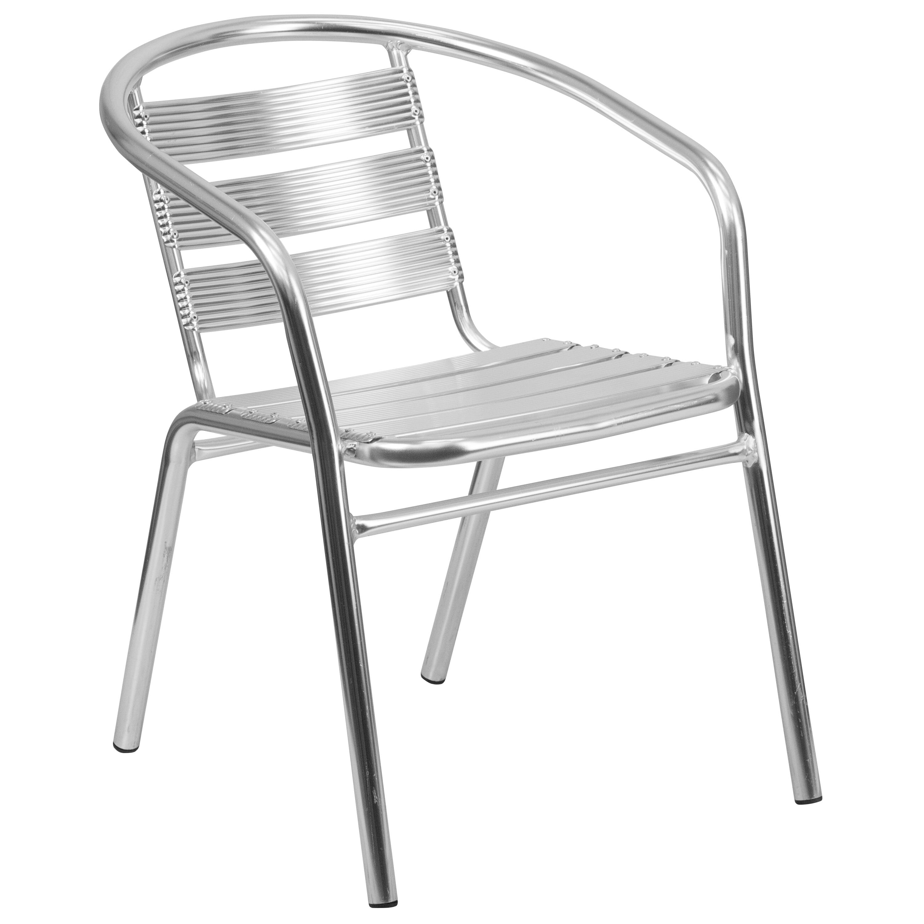 Emma + Oliver Heavy Duty Aluminum Indoor-Outdoor Stack Chair w/ Triple Slat Back