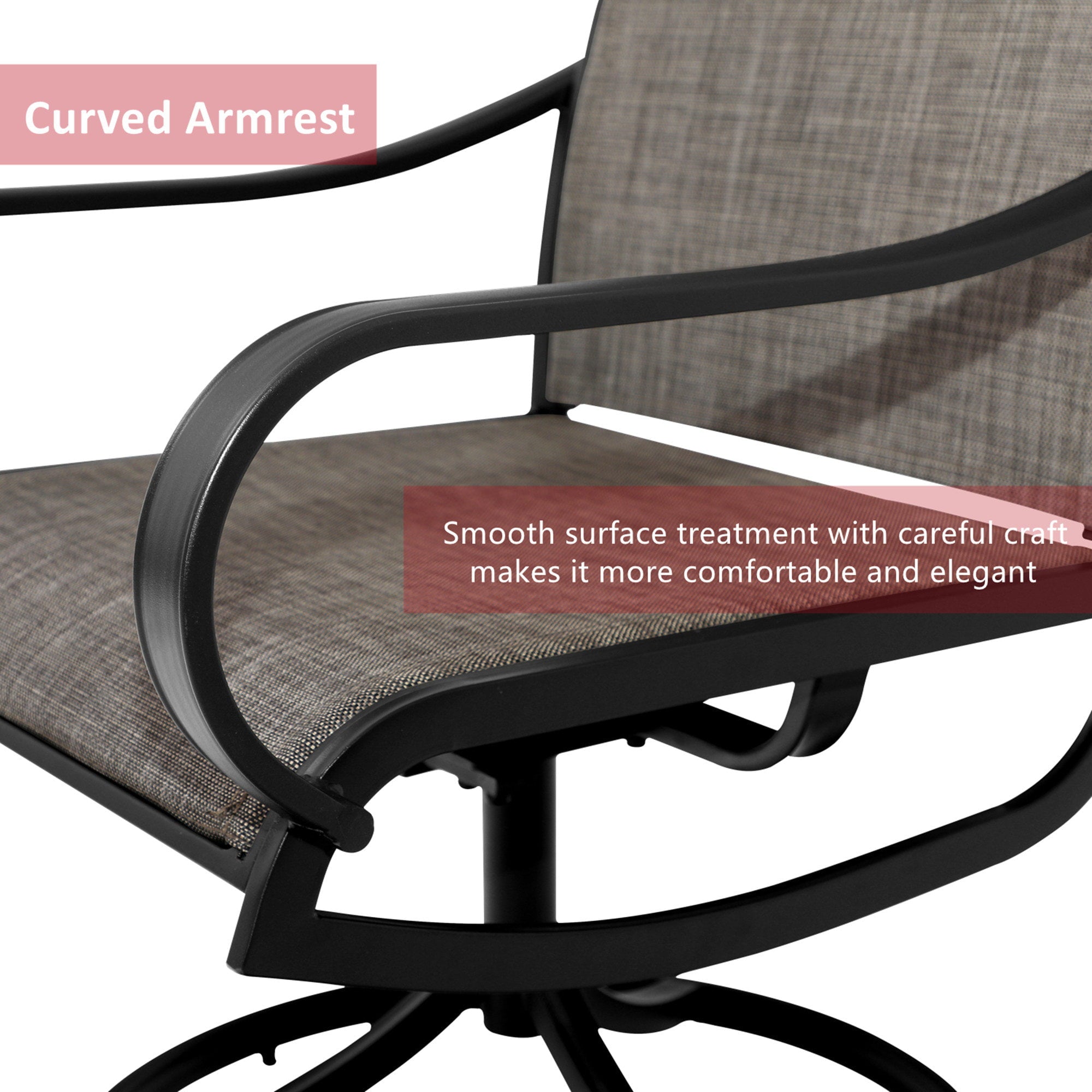 Sophia & William Patio Swivel Outdoor/Indoor Dining Chairs Set of 2 with Black Steel Frame