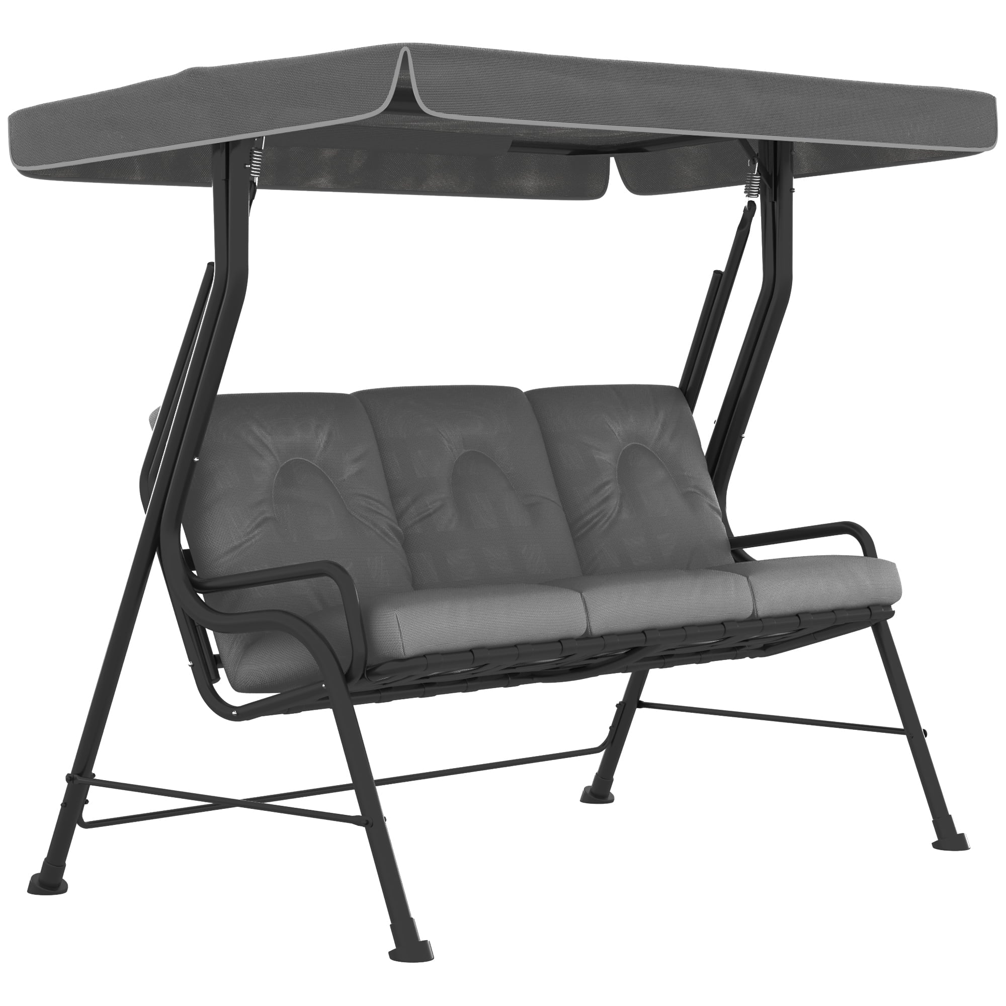 Outsunny 3-Seat Patio Swing Chair/Swing Glider with Adjustable Canopy, Removable Cushion