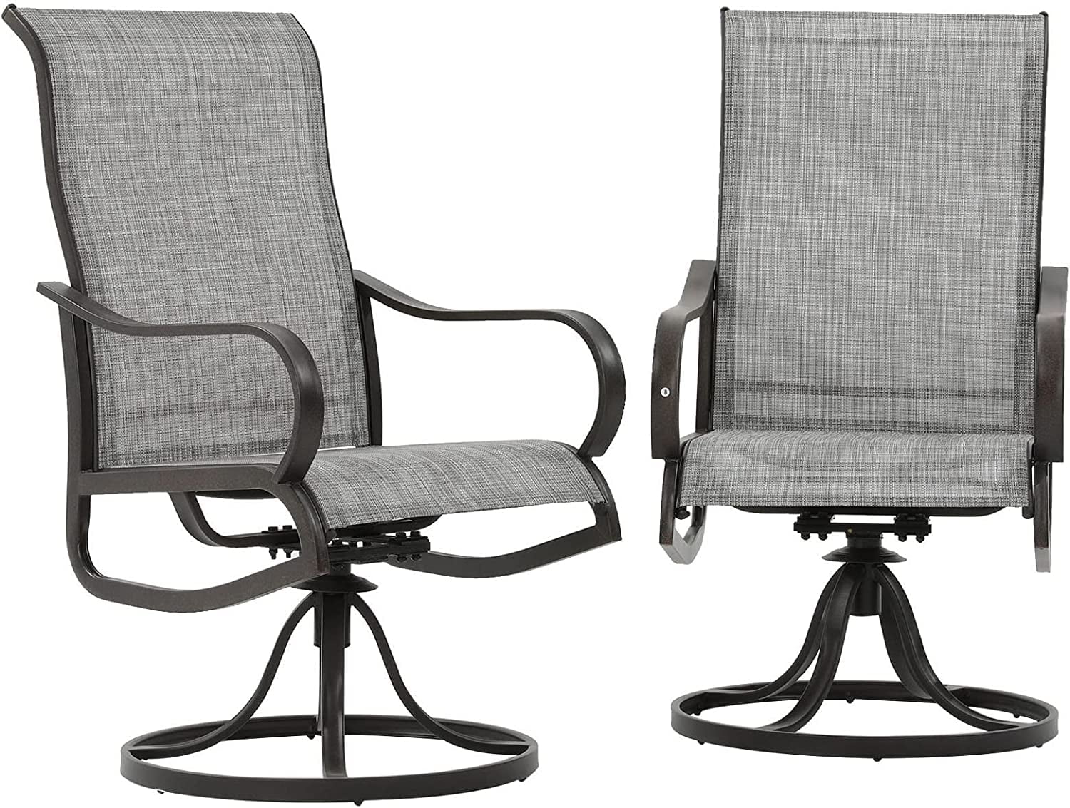 Amopatio Patio Swivel Chairs Set of 2, High Back Outdoor Dining Chair with Textilene Mesh Fabric for Lawn Garden Backyard