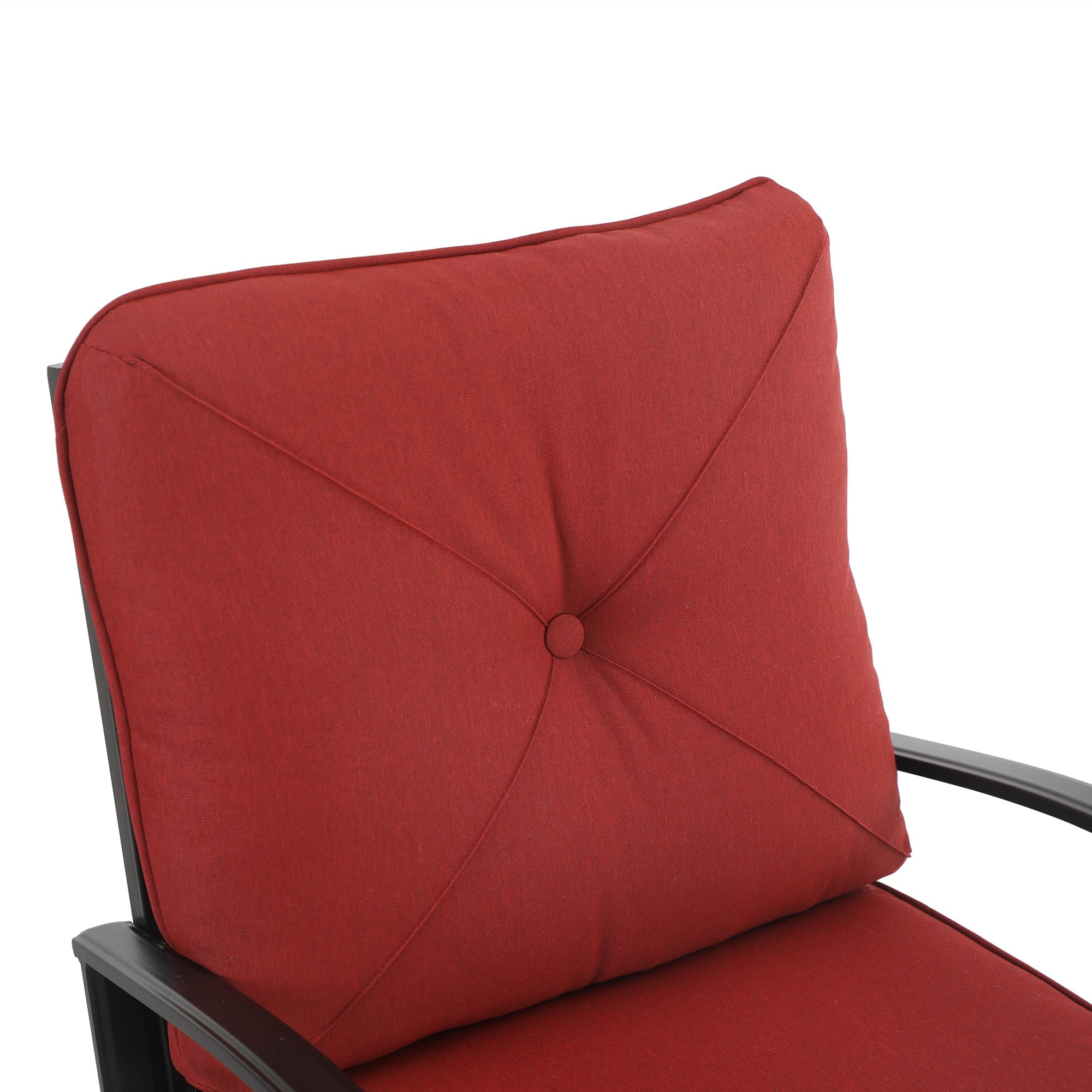 MF Studio Set of 2 Outdoor Dining Chairs, C-shape Steel Frame with Cushions, Black&Red