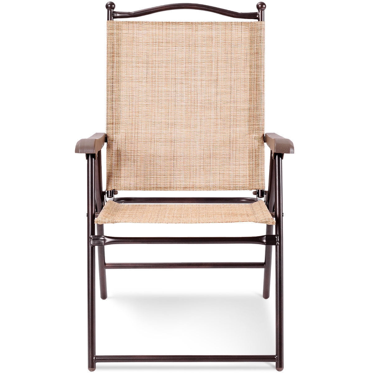 Gymax Set of 2 Folding Patio Furniture Sling Back Chairs Outdoors