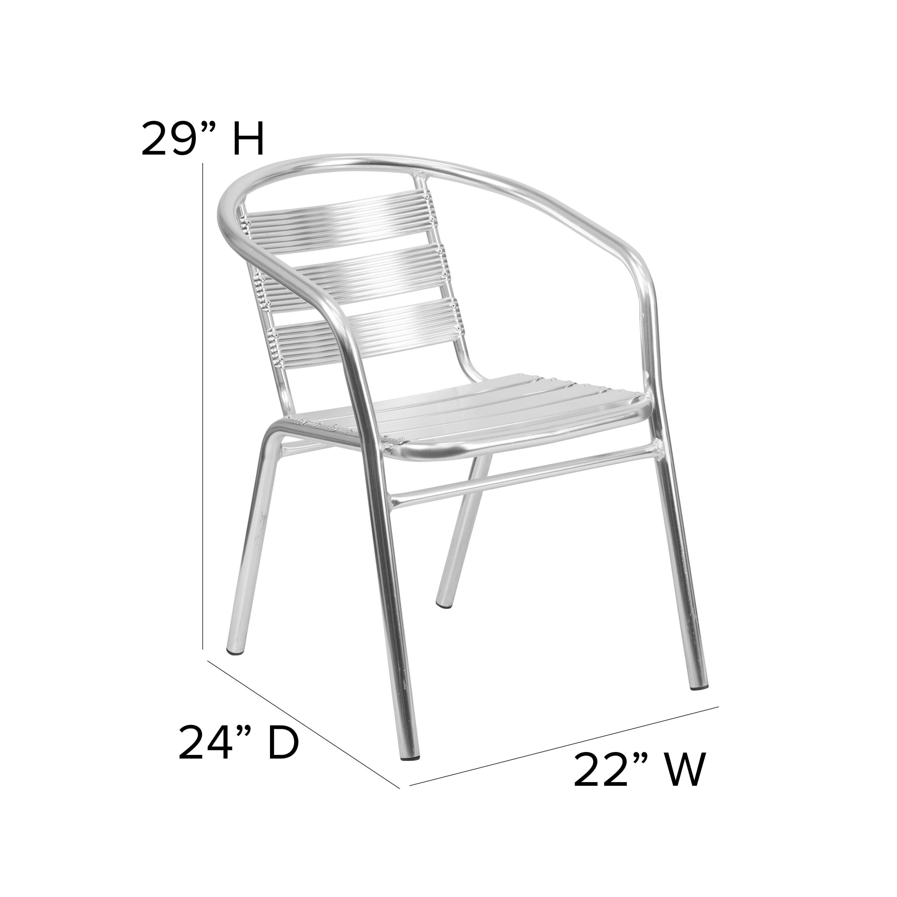 Emma + Oliver Heavy Duty Aluminum Indoor-Outdoor Stack Chair w/ Triple Slat Back