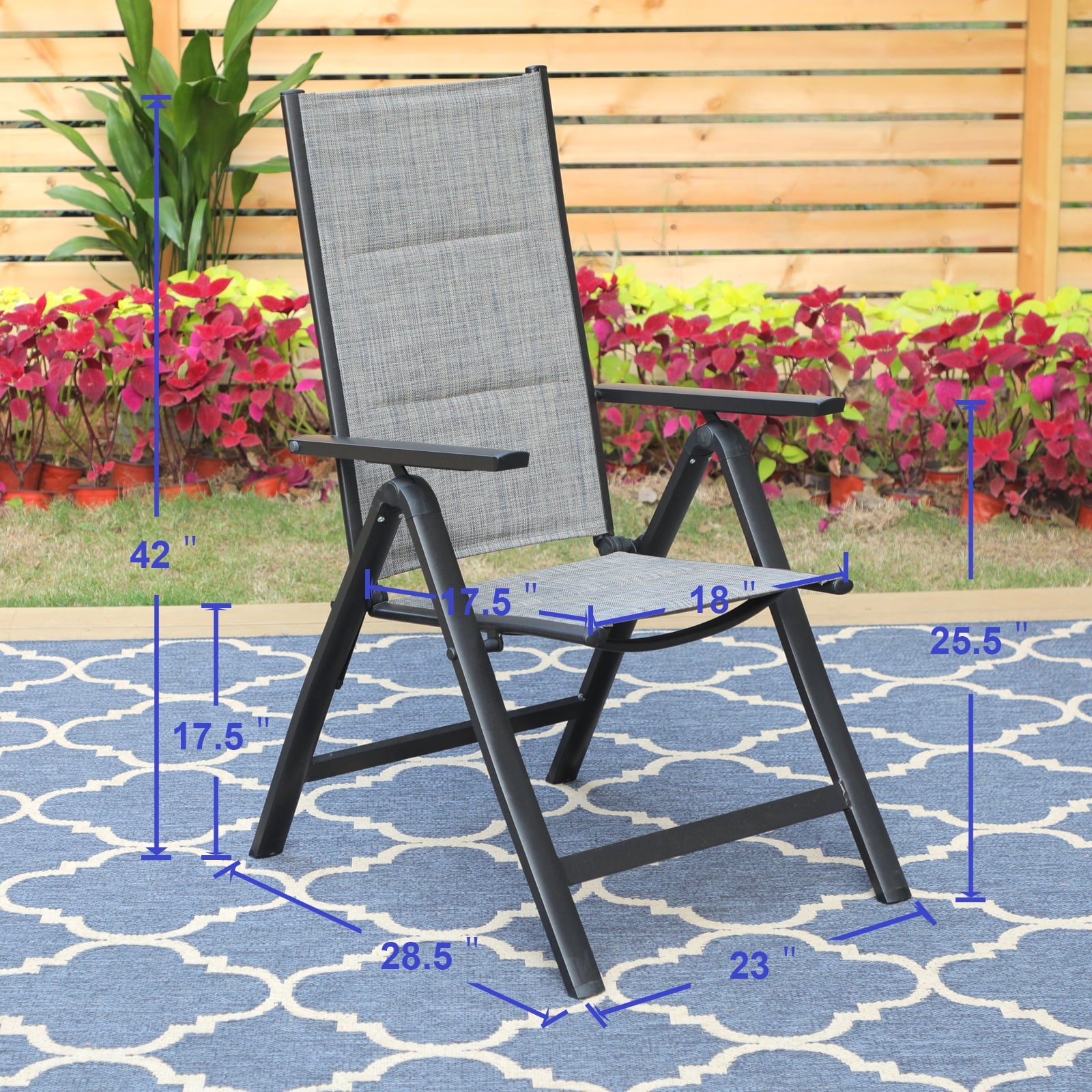 MF Studio Set of 2 Aluminum Outdoor Patio Folding Sling Chairs